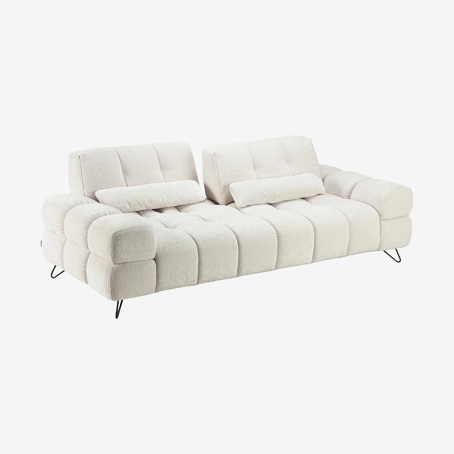 Sofa 2-Sitzer aus strukturiertem Stoff mit tiefenverstellbarer Rückenlehne - Beige - 4