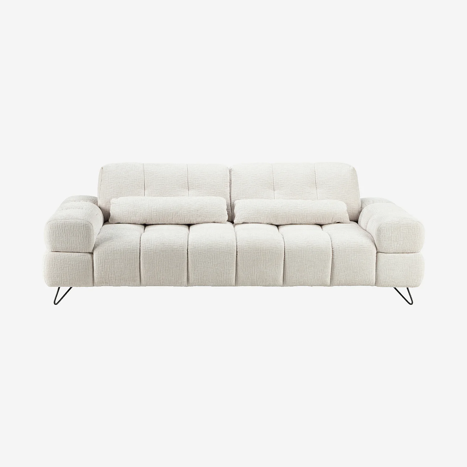 Sofa 2-Sitzer aus strukturiertem Stoff mit tiefenverstellbarer Rückenlehne - Beige - 6