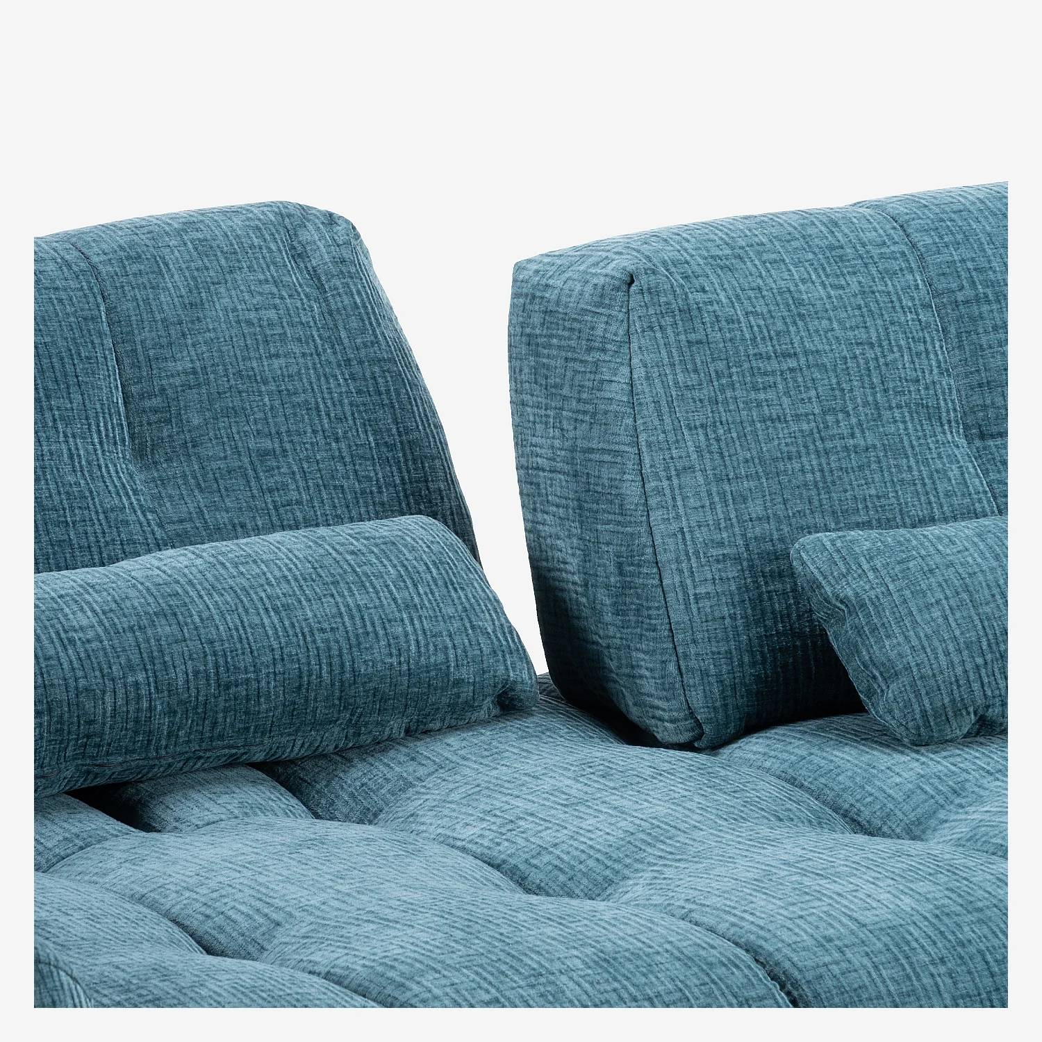 Sofa 2-Sitzer aus strukturiertem Stoff mit tiefenverstellbarer Rückenlehne - Entenblau - 7