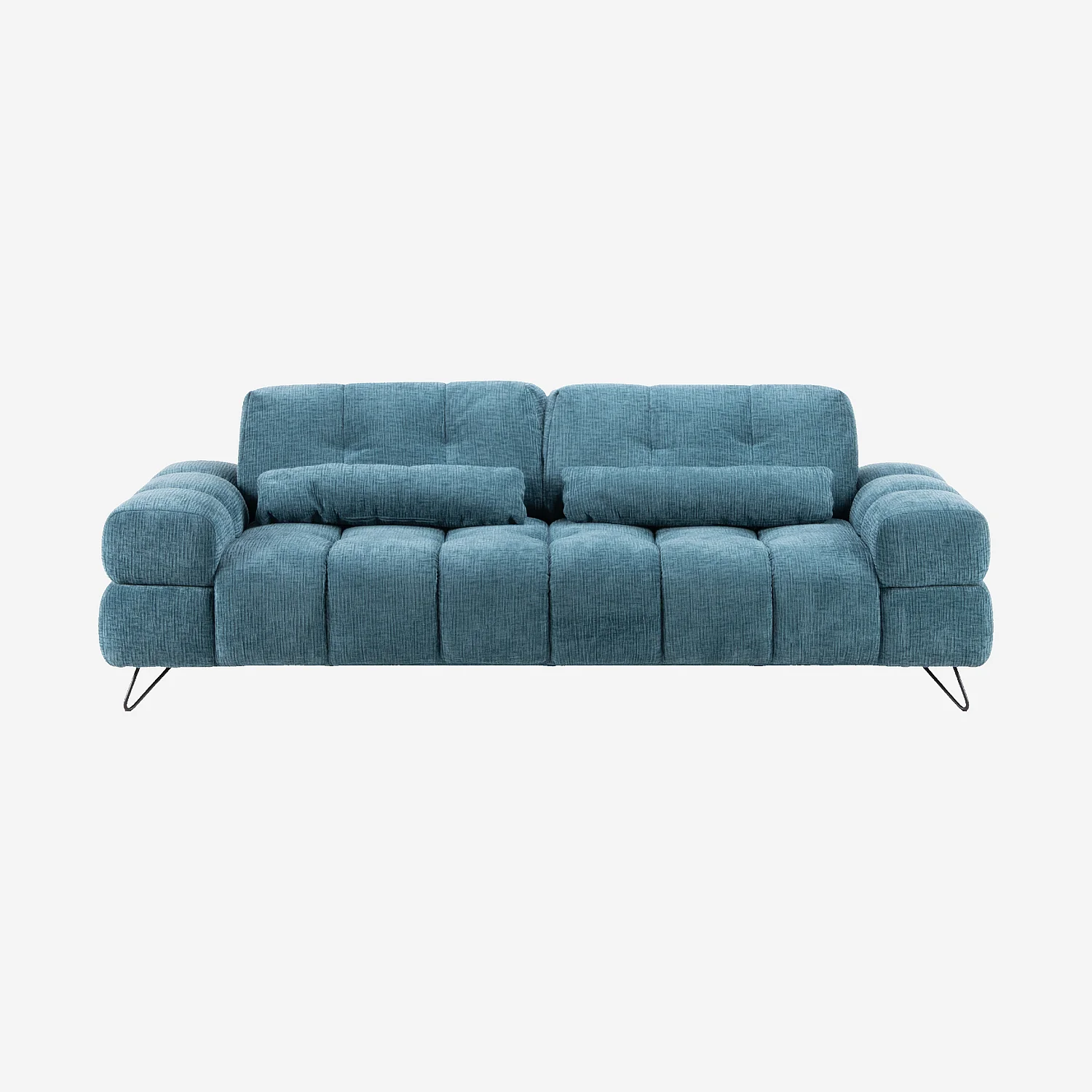 Sofa 2-Sitzer aus strukturiertem Stoff mit tiefenverstellbarer Rückenlehne - Entenblau - 6