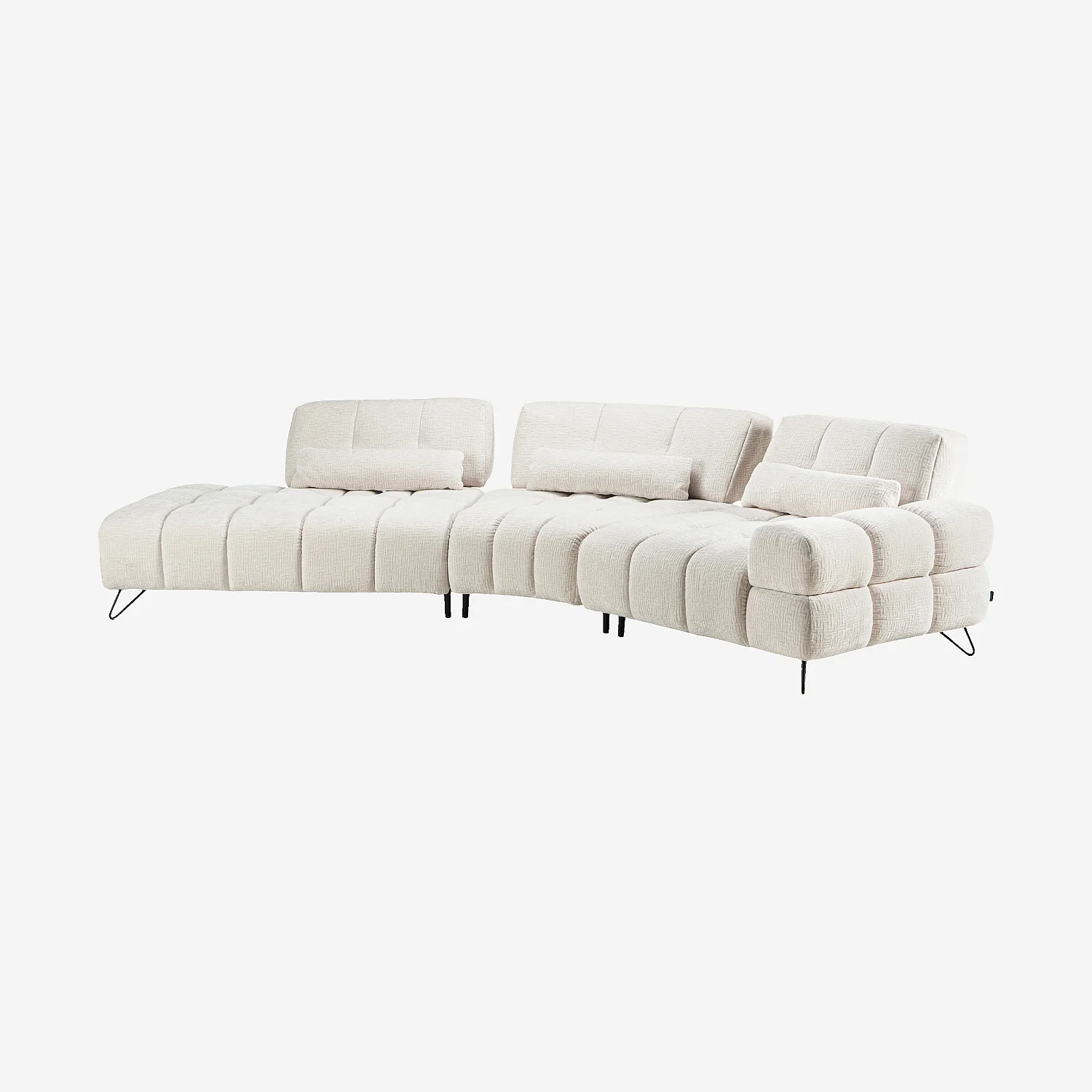 Sofá rinconera izquierda de tejido texturizado con respaldo deslizante - Beige - 5