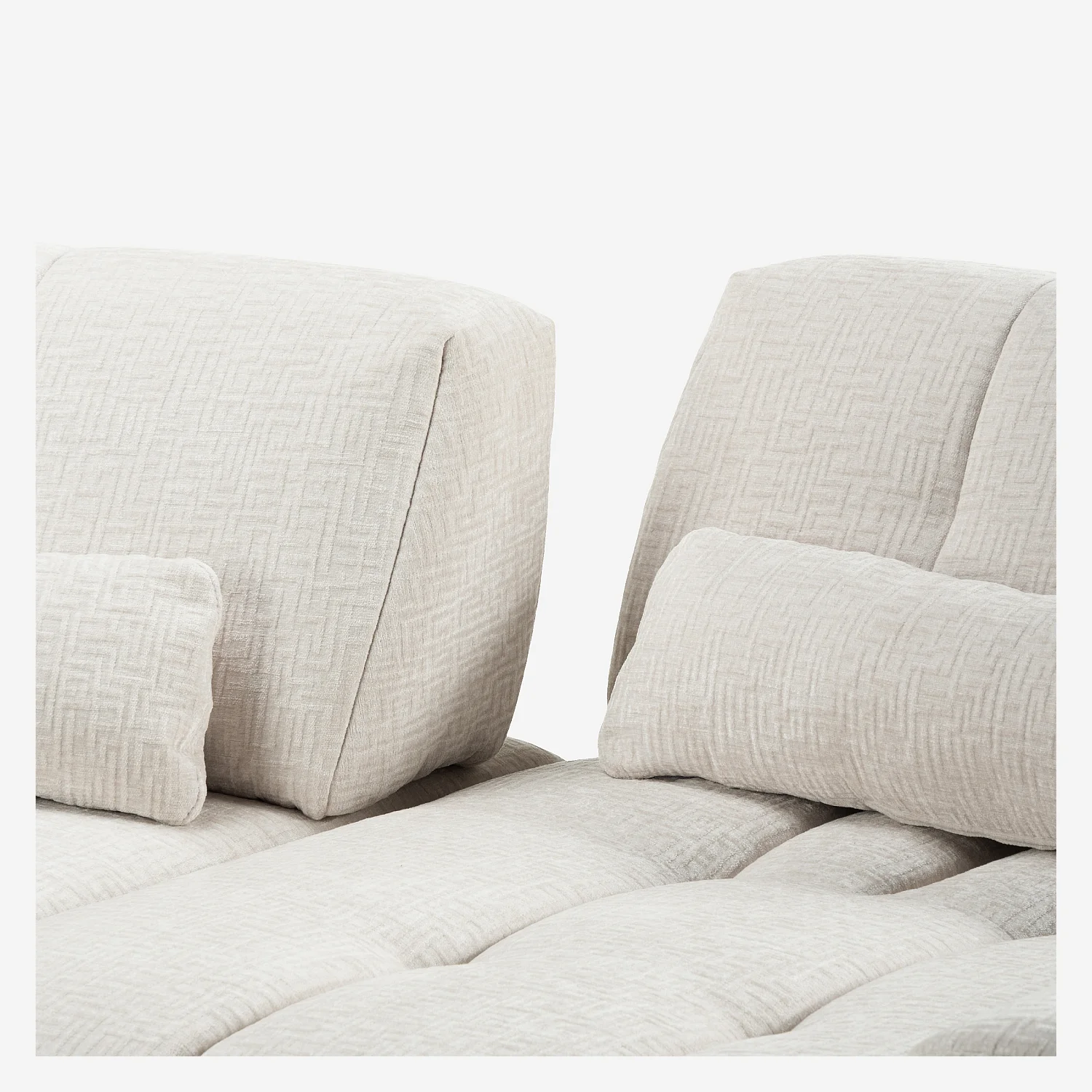 Sofá rinconera izquierda de tejido texturizado con respaldo deslizante - Beige - 7