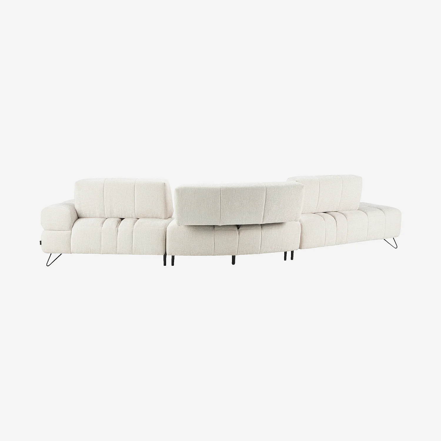 Sofá rinconera izquierda de tejido texturizado con respaldo deslizante - Beige - 8
