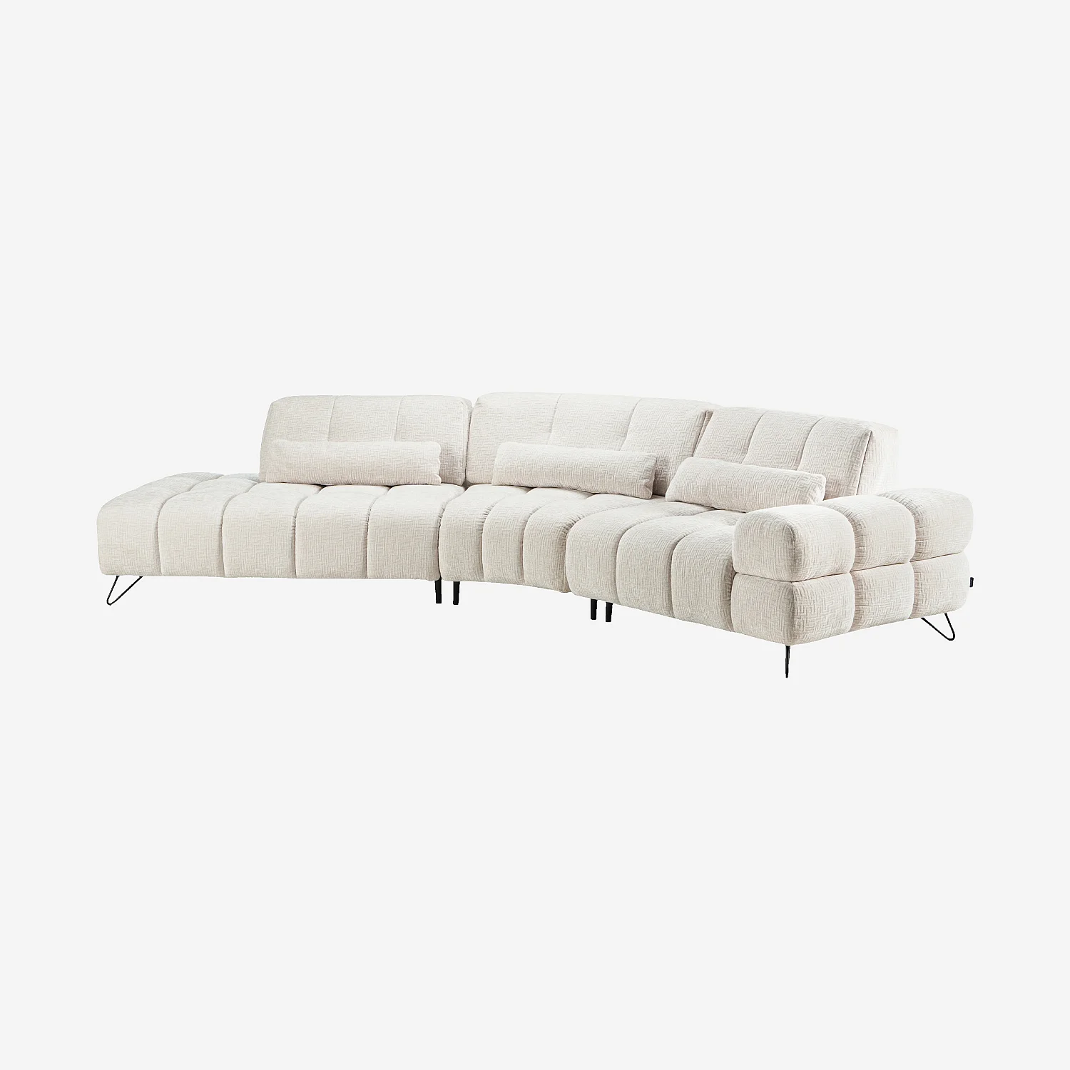 Sofá rinconera izquierda de tejido texturizado con respaldo deslizante - Beige - 3