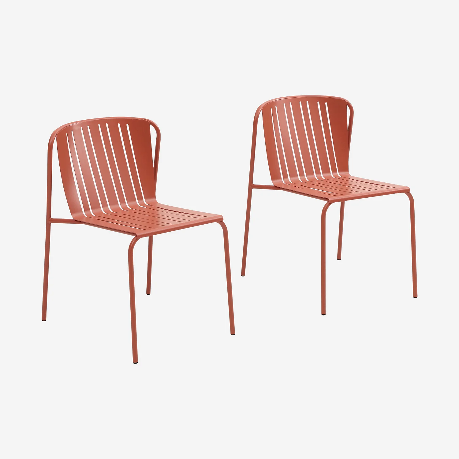 Lot de 2 chaises de jardin en acier - Terracotta - 2