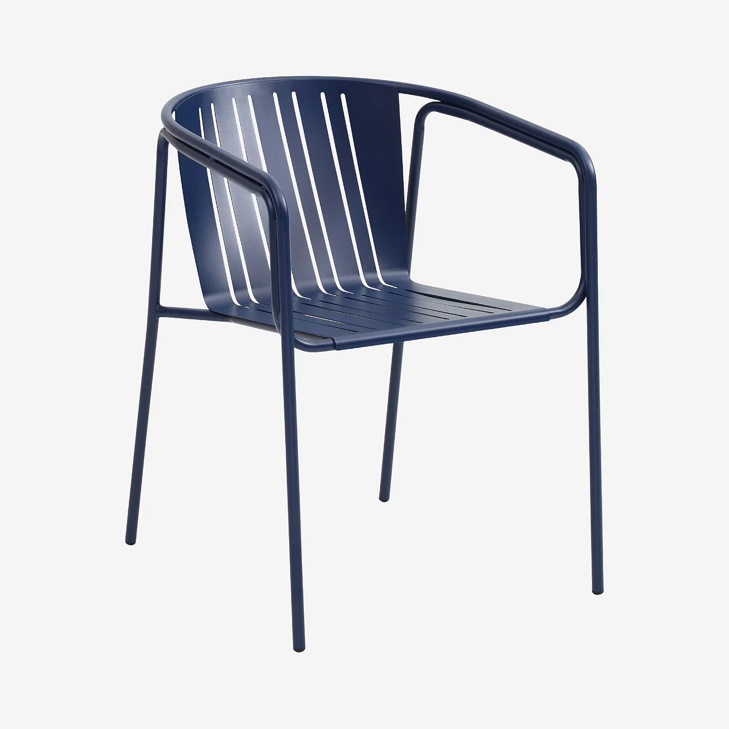 Lot de 2 chaises de jardin en acier avec accoudoirs - Bleu nuit - 5