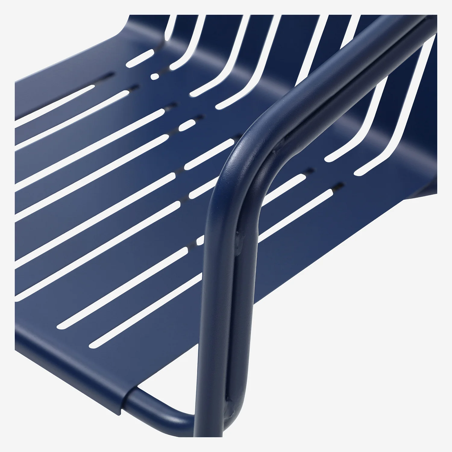 Lot de 2 chaises de jardin en acier avec accoudoirs - Bleu nuit - 7