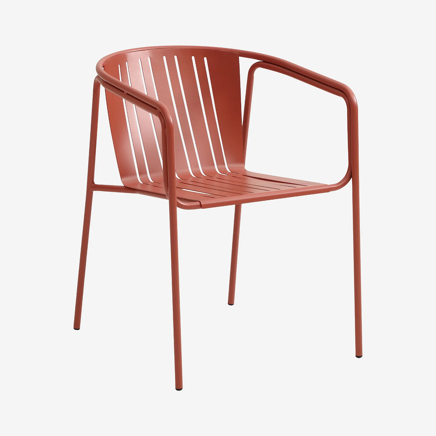 Lot de 2 chaises de jardin en acier avec accoudoirs - Terracotta - 5