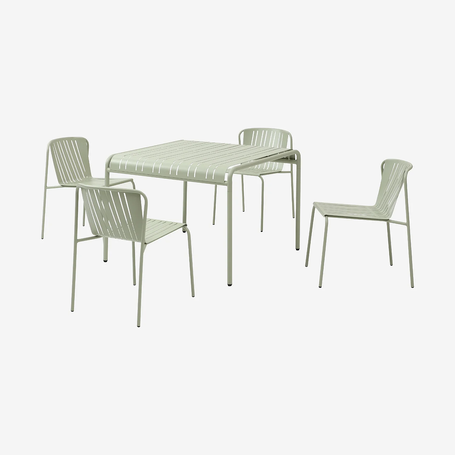 Tuintafel 100 x 100 cm met 4 tuinstoelen - Pistachegroen - 2