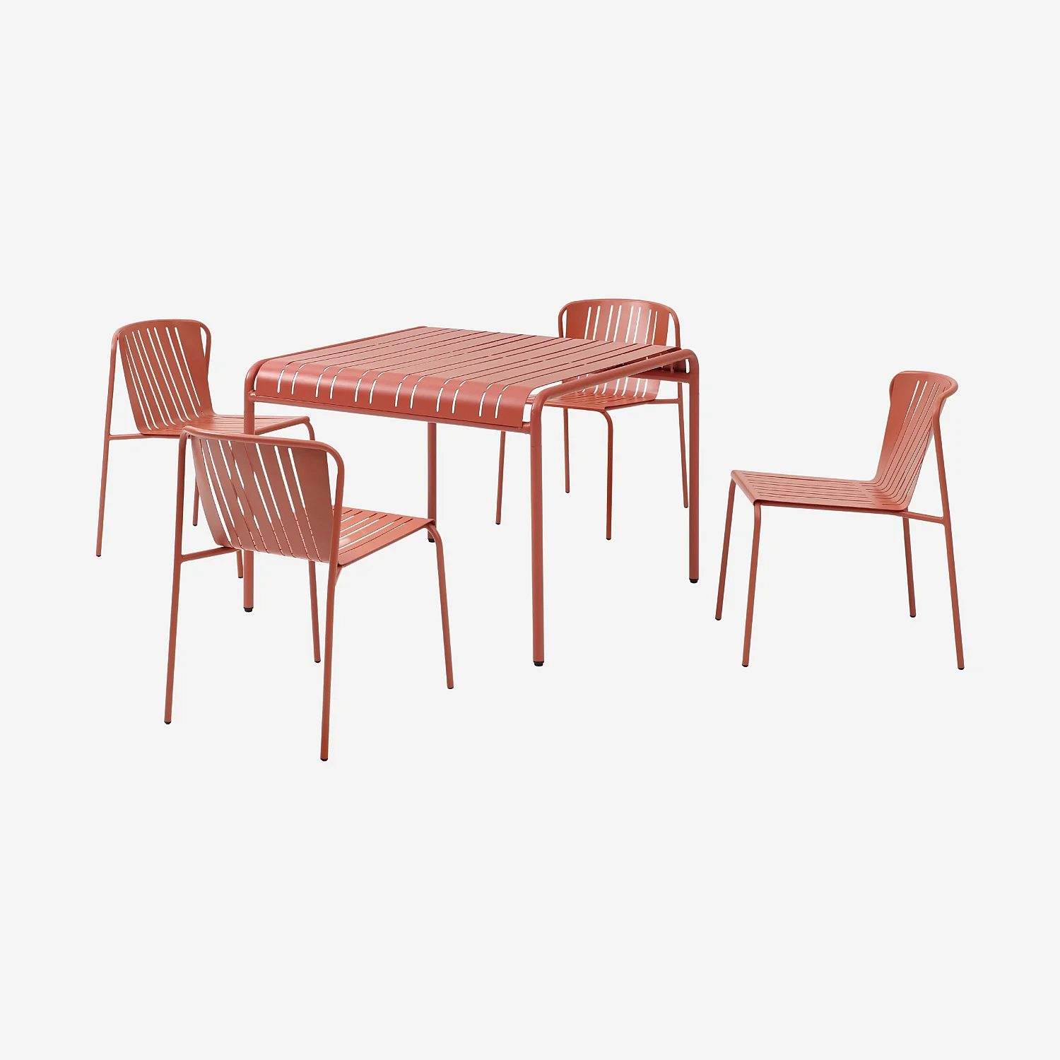 Tuintafel 100 x 100 cm met 4 tuinstoelen - Terracotta - 2