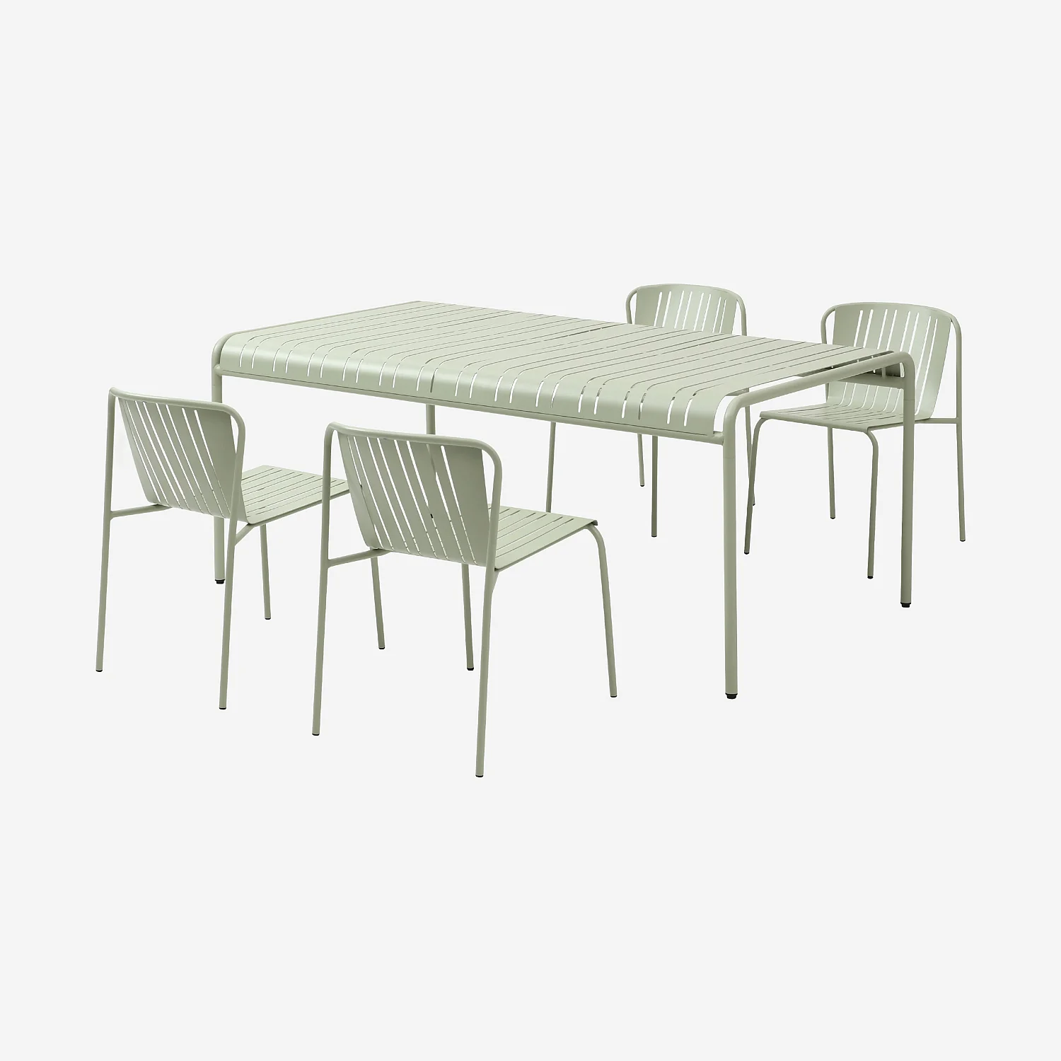Tuintafel 180 x 100 cm met 4 tuinstoelen - Pistachegroen - 1
