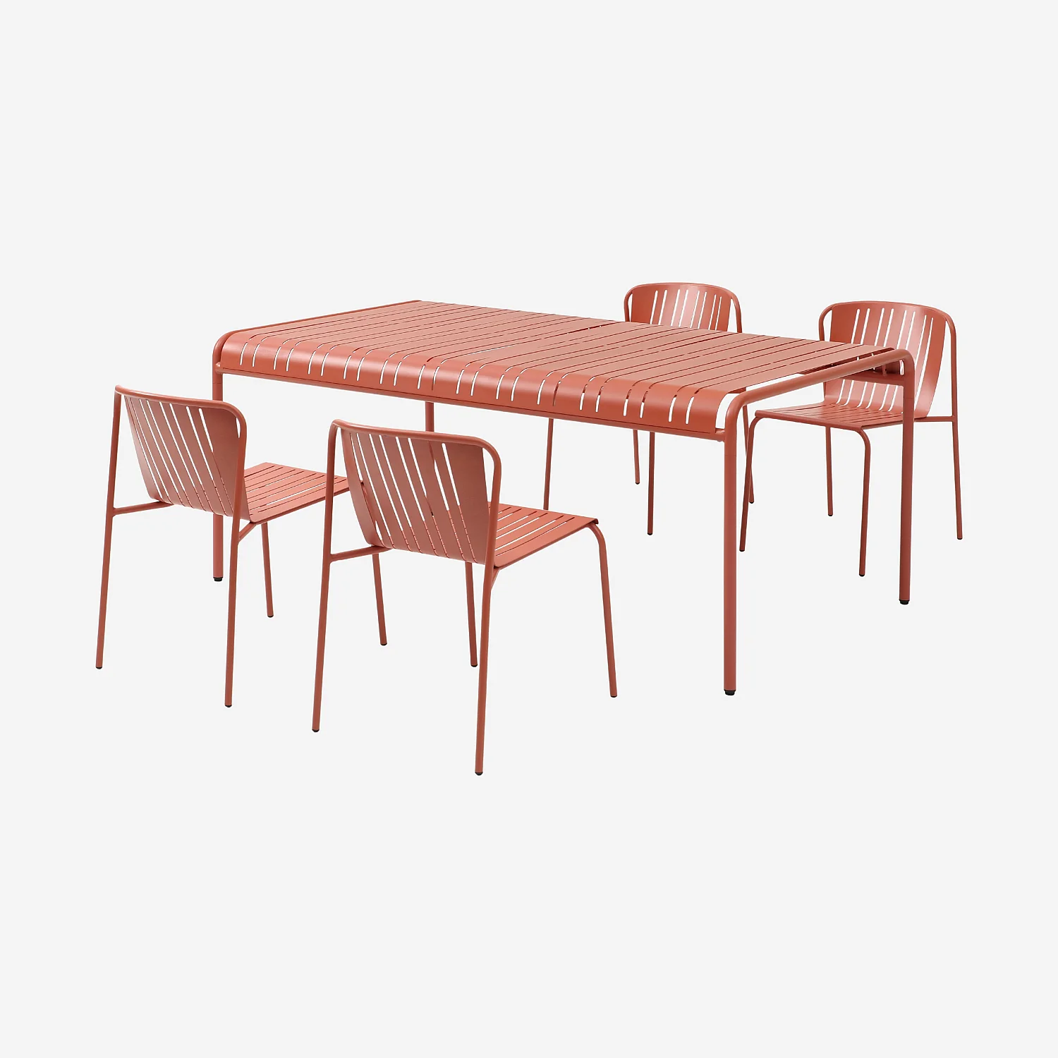 Tuintafel 180 x 100 cm met 4 tuinstoelen - Terracotta - 2