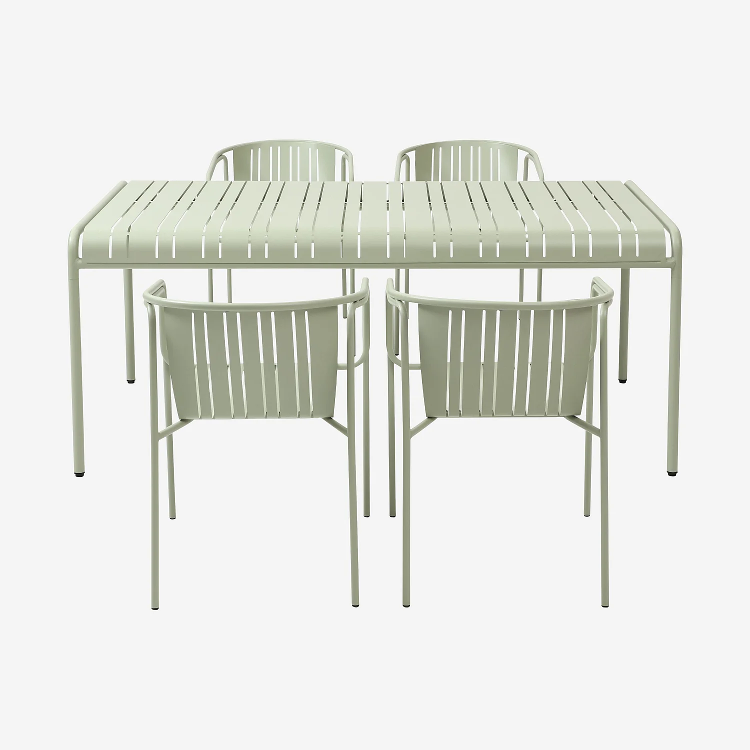 Tuintafel 180 x 100 cm met 4 tuinstoelen met armleuningen - Pistachegroen - 3