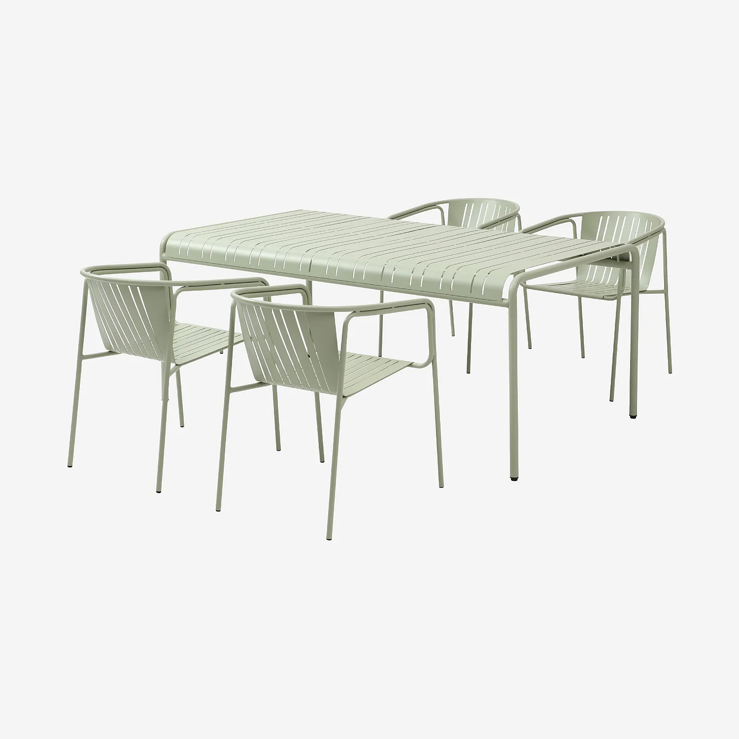 Tuintafel 180 x 100 cm met 4 tuinstoelen met armleuningen - Pistachegroen - 2
