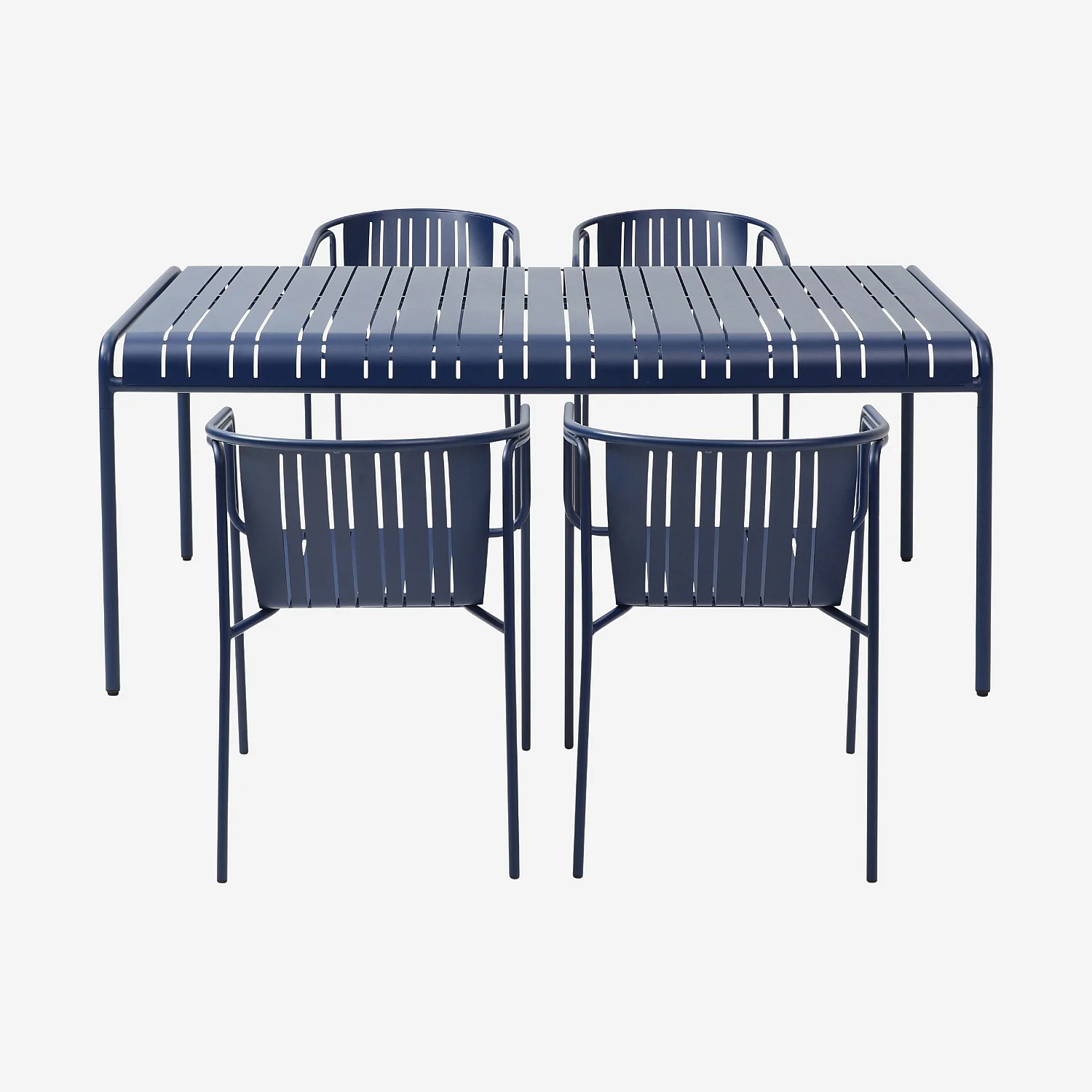 Tuintafel 180 x 100 cm met 4 tuinstoelen met armleuningen - Nachtblauw - 3