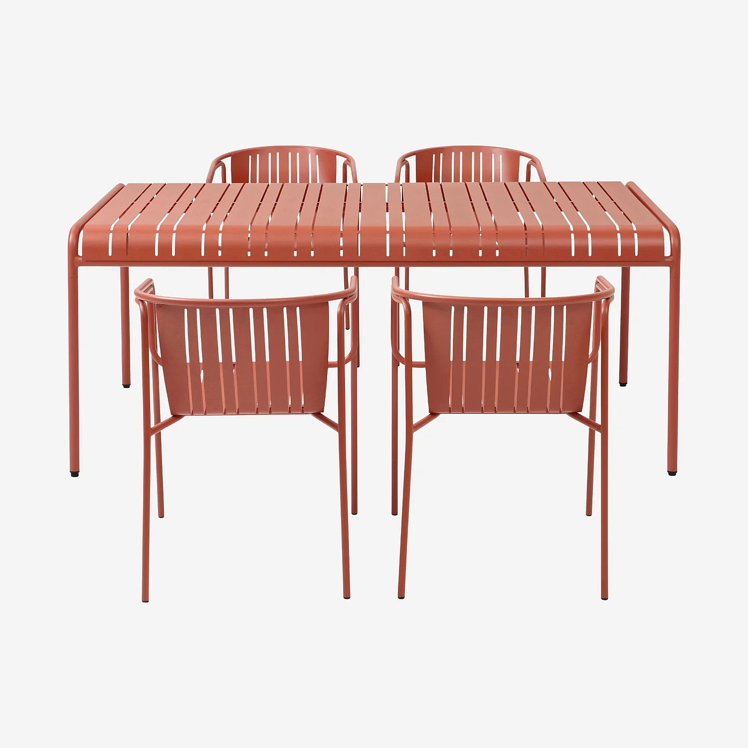 Tuintafel 180 x 100 cm met 4 tuinstoelen met armleuningen - Terracotta - 3