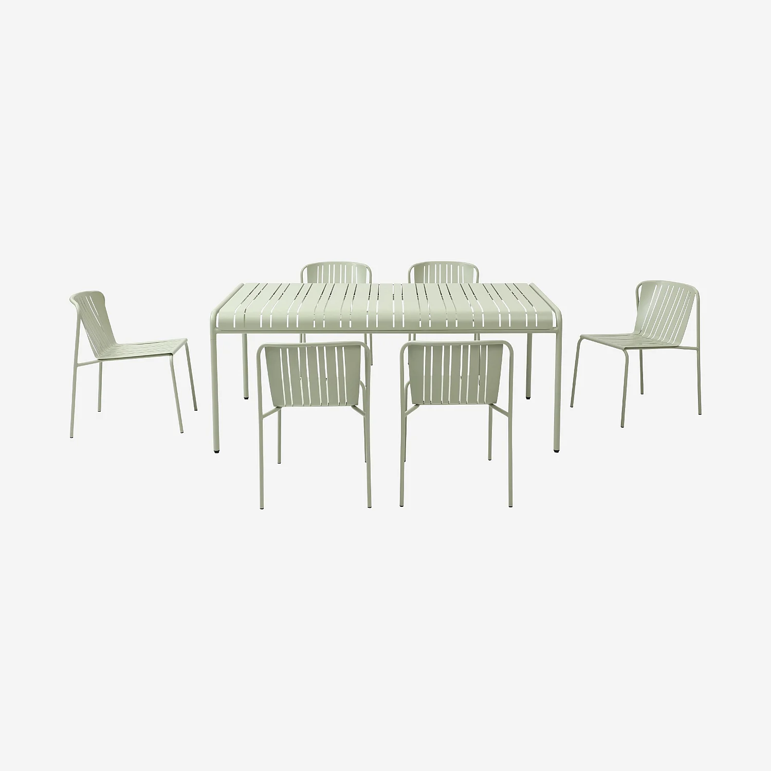 Tuintafel 180 x 100 cm met 6 tuinstoelen - Pistachegroen - 3