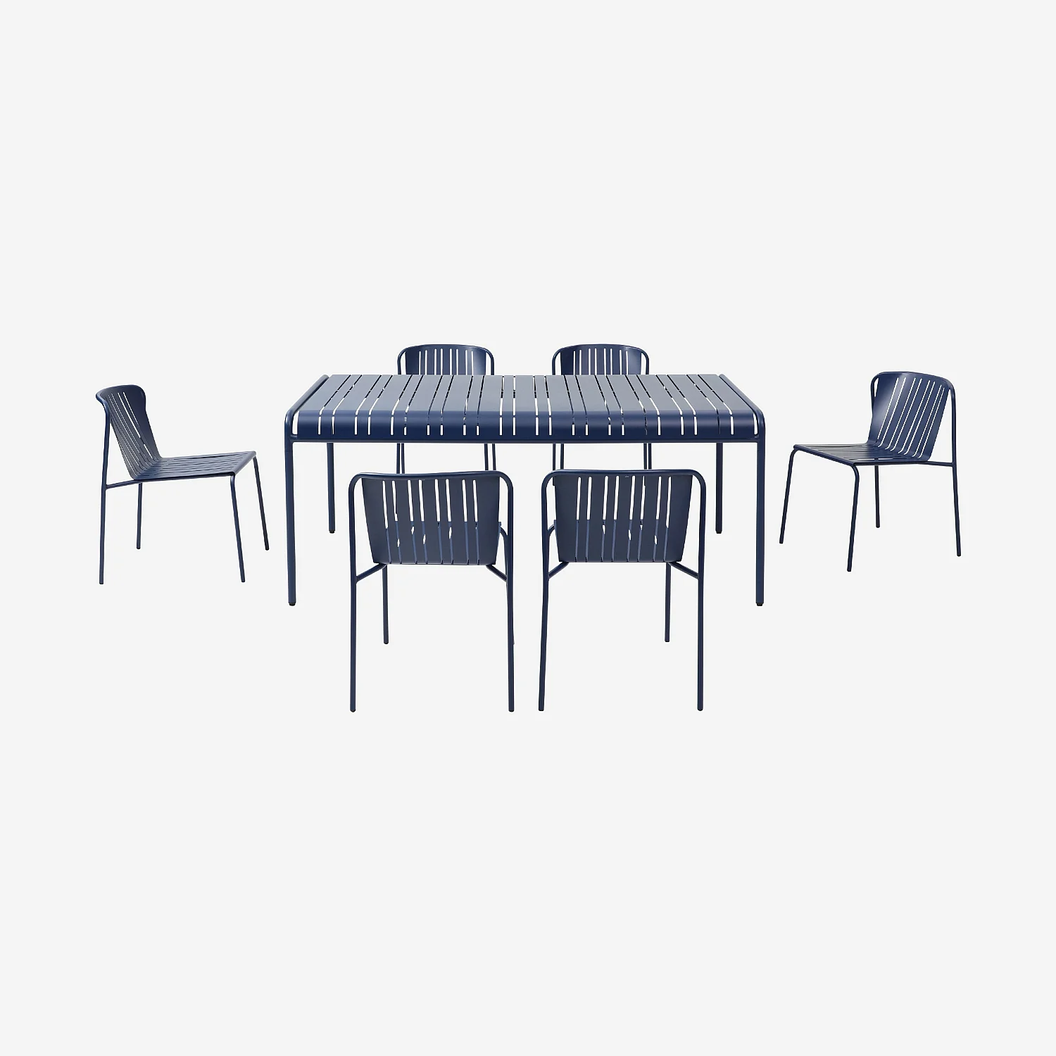 Tuintafel 180 x 100 cm met 6 tuinstoelen - Nachtblauw - 3