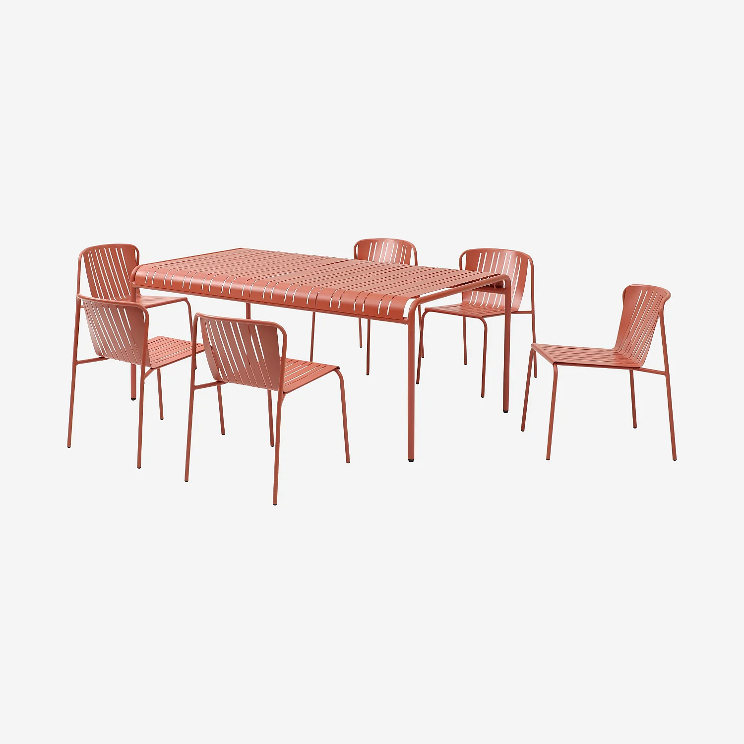 Tuintafel 180 x 100 cm met 6 tuinstoelen - Terracotta - 2