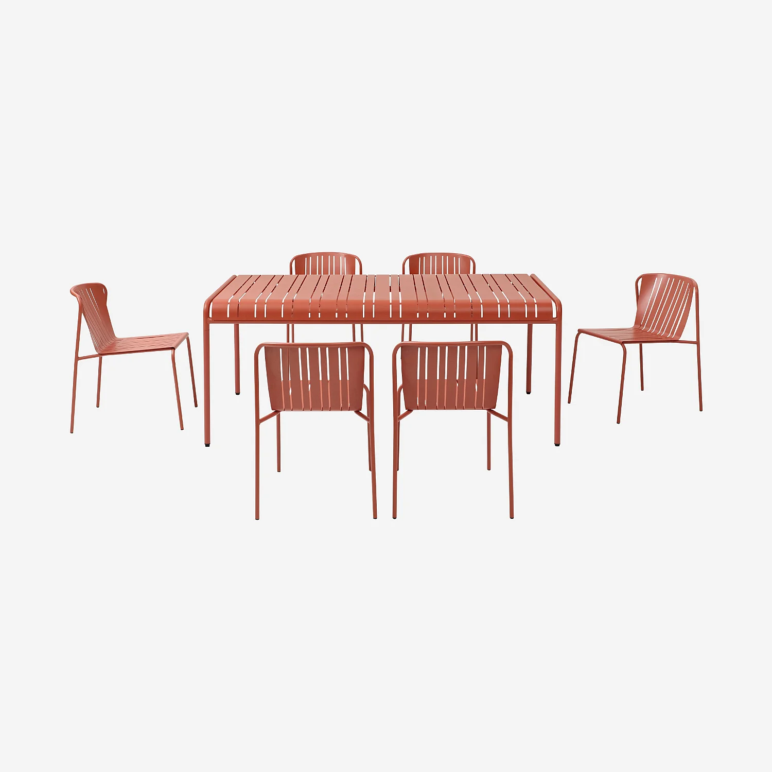 Tuintafel 180 x 100 cm met 6 tuinstoelen - Terracotta - 3