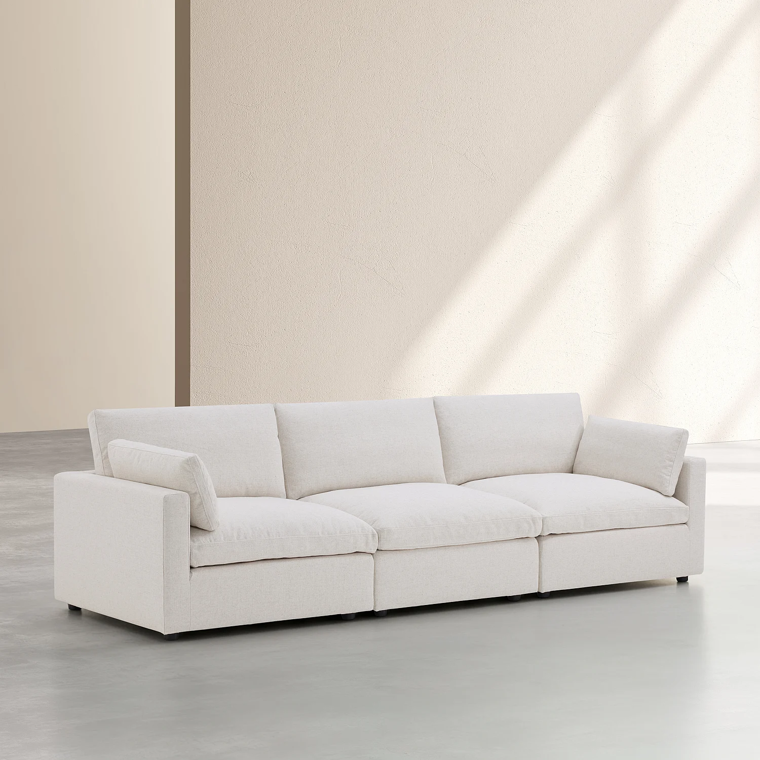 Canapé 4 places modulable en tissu - Ivoire - 3