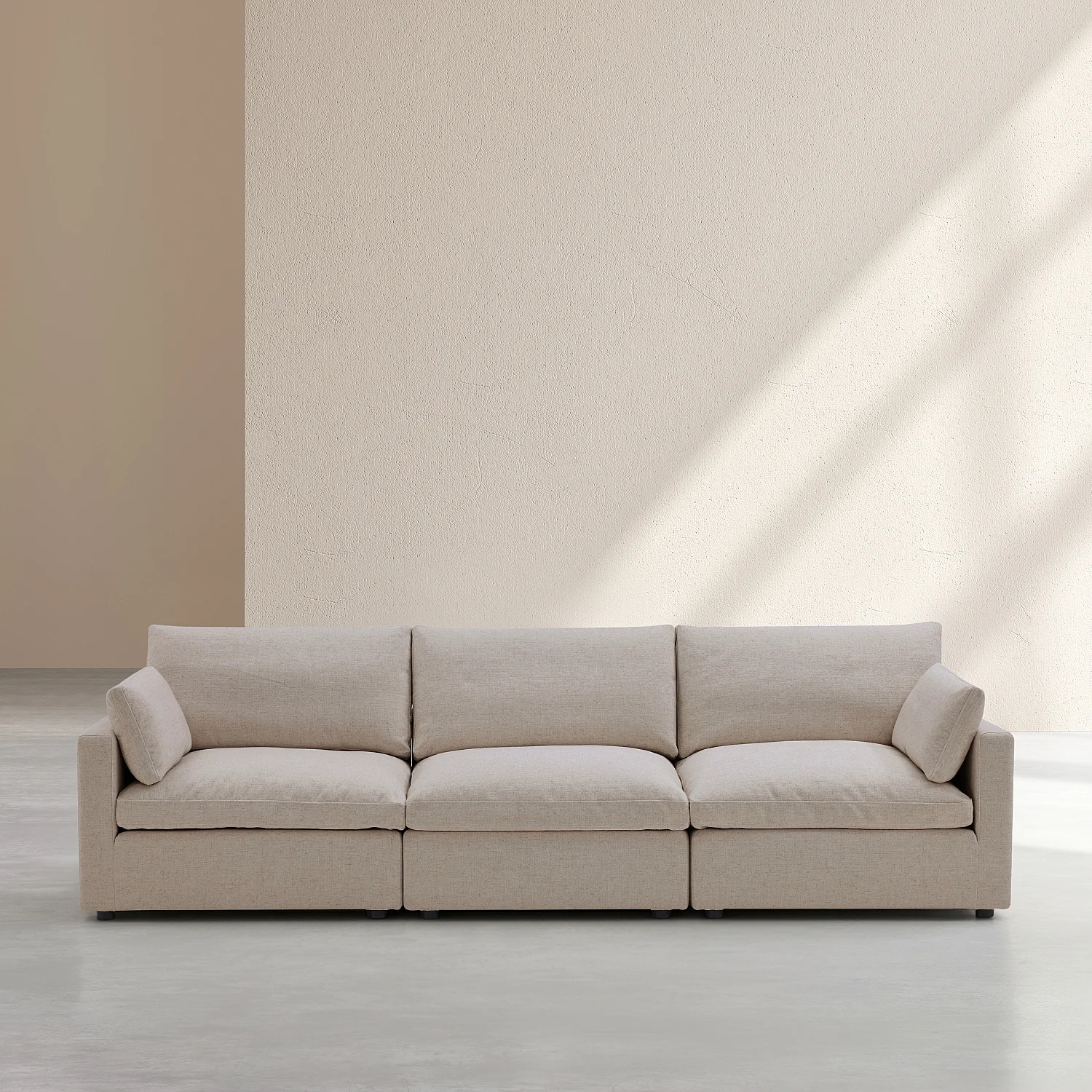 Sofá modular de 4 plazas de tejido - Topo - 2