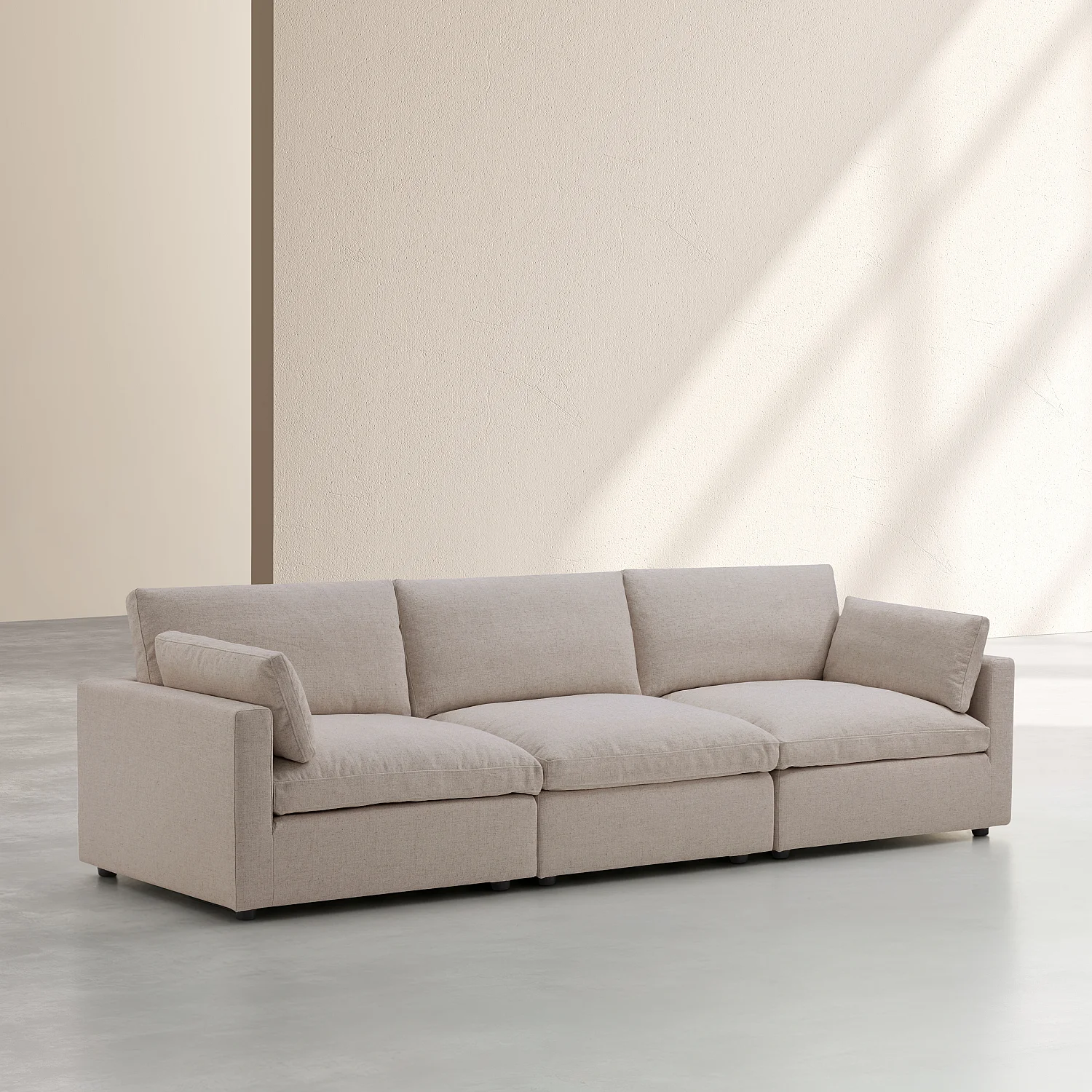 Sofá modular de 4 plazas de tejido - Topo - 3