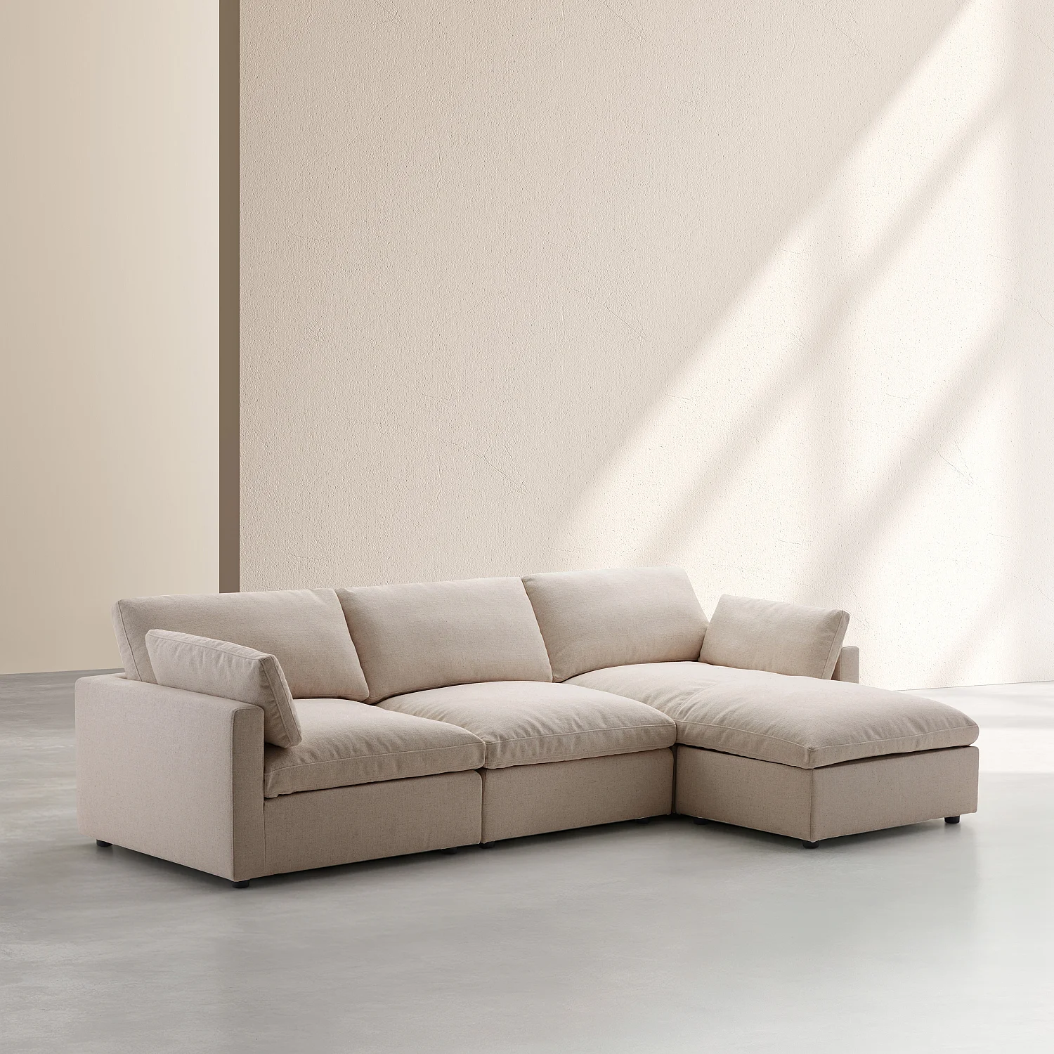 Canapé d'angle réversible 4 places modulable en tissu - Taupe - 3