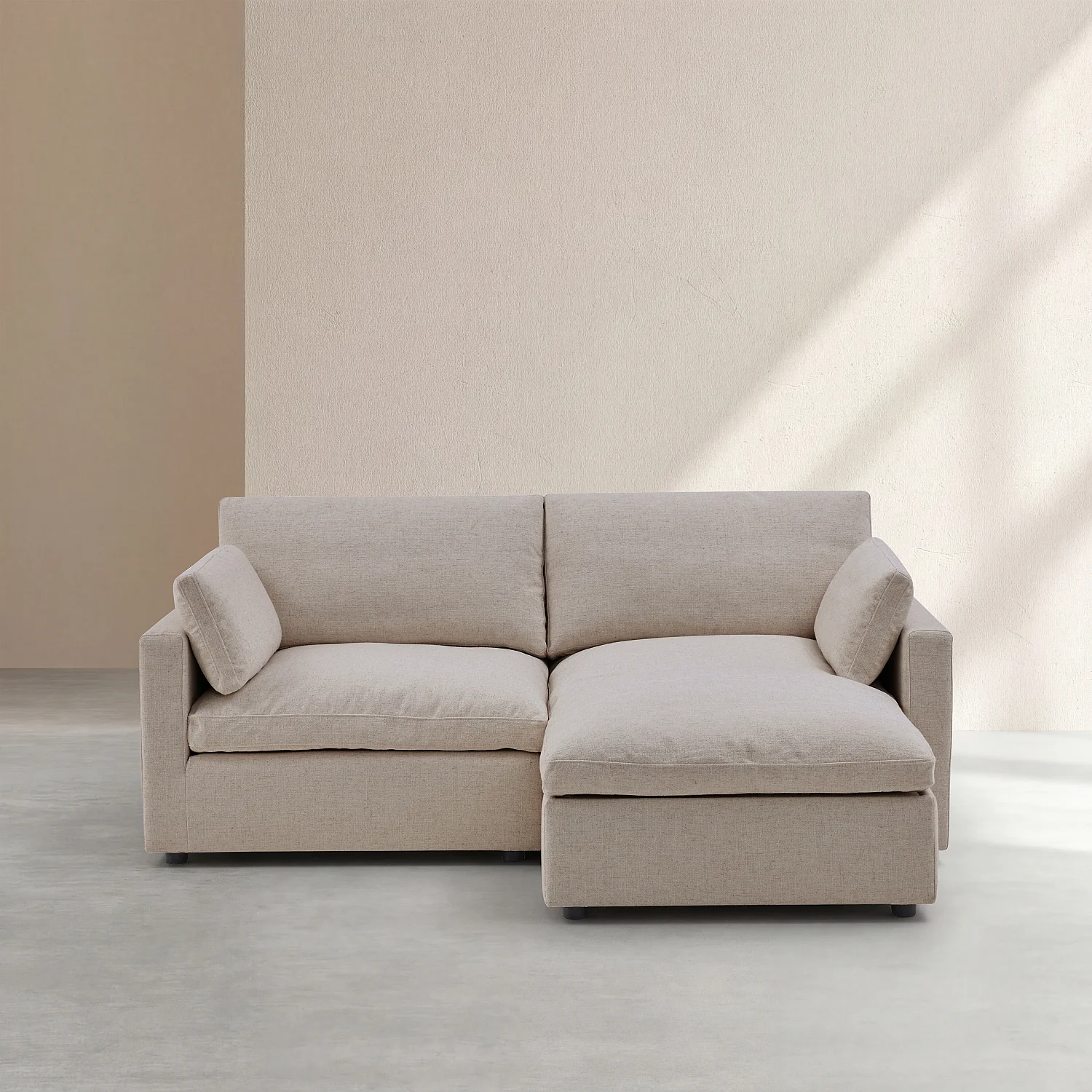 Canapé d'angle réversible 3 places modulable avec méridienne en tissu - Taupe - 1