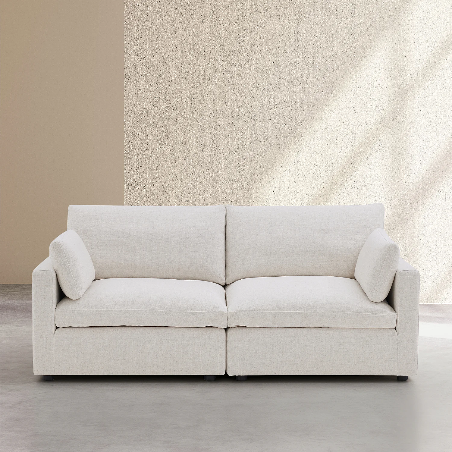 Divano modulare 3 posti  con poggiapiedi in tessuto - Avorio - 6