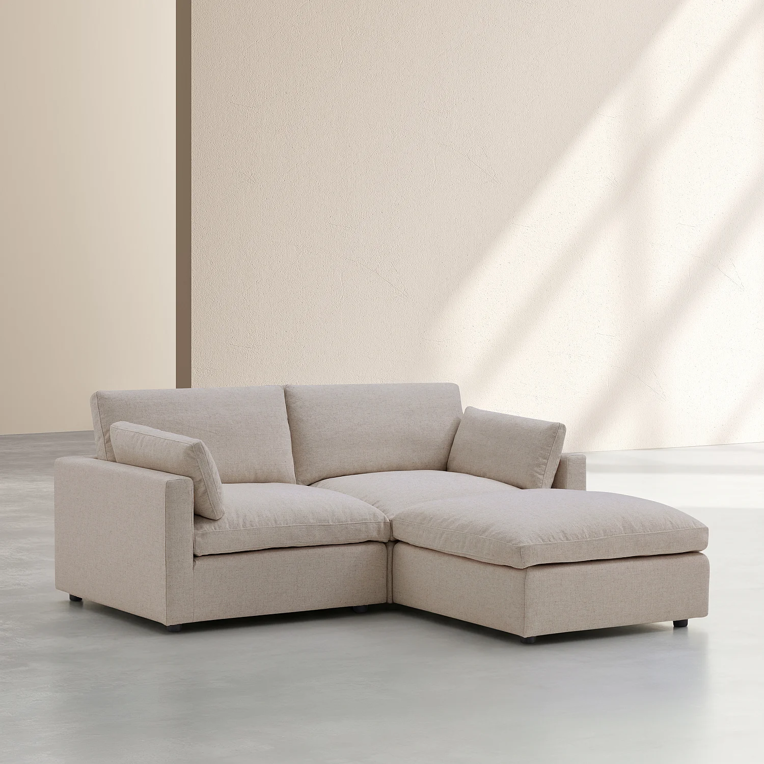 Canapé 3 places modulable avec repose pieds en tissu - Taupe - 3