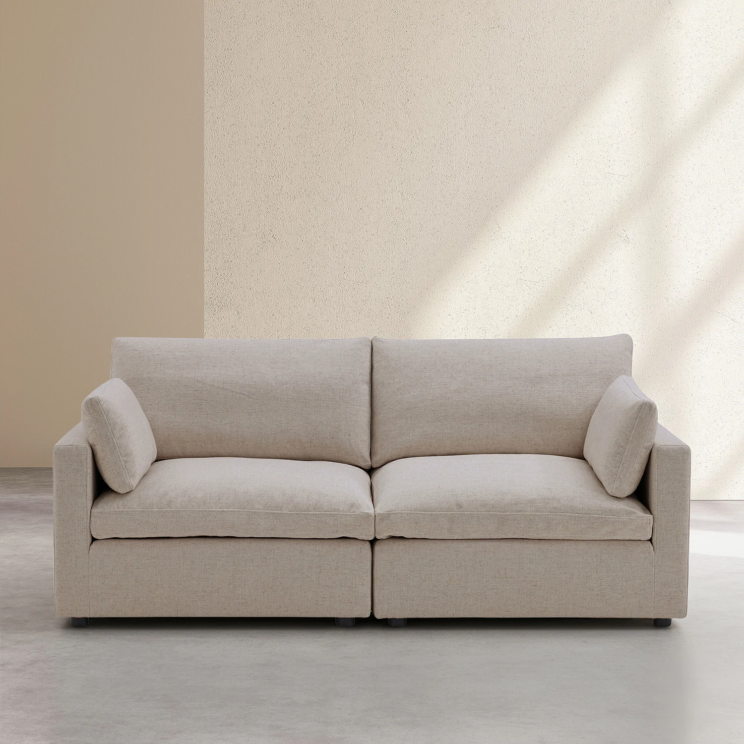 Canapé 3 places modulable en tissu - Taupe - 1