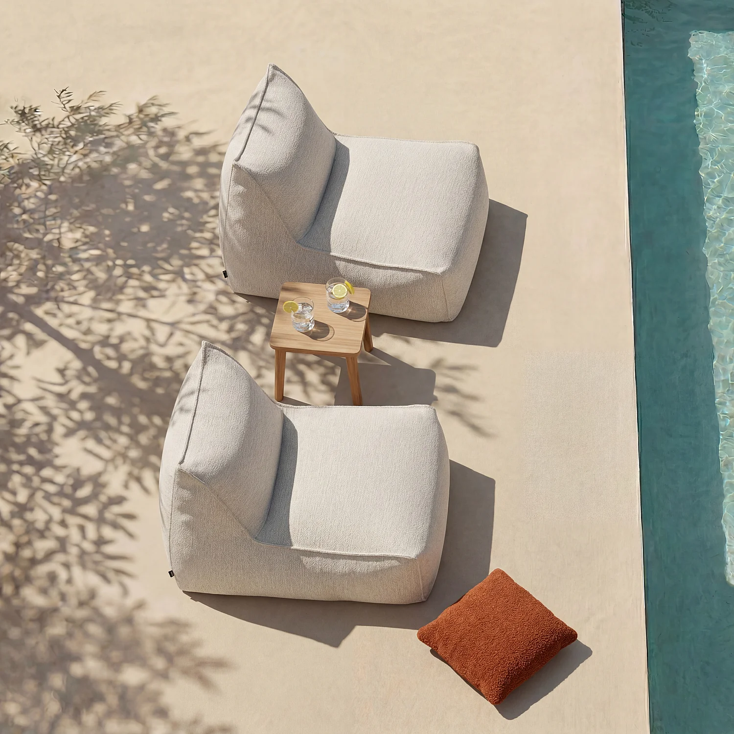 Lot de 2  fauteuils de jardin en tissu déperlant - Crème - 1