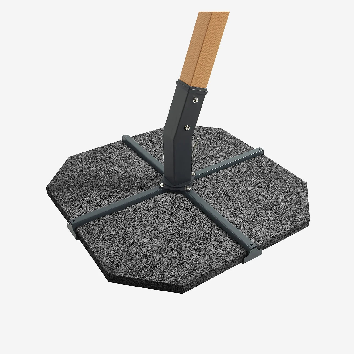 Parasol excéntrico de tejido y metal de 3 x 3 m con base de granito - Crudo y natural - 6