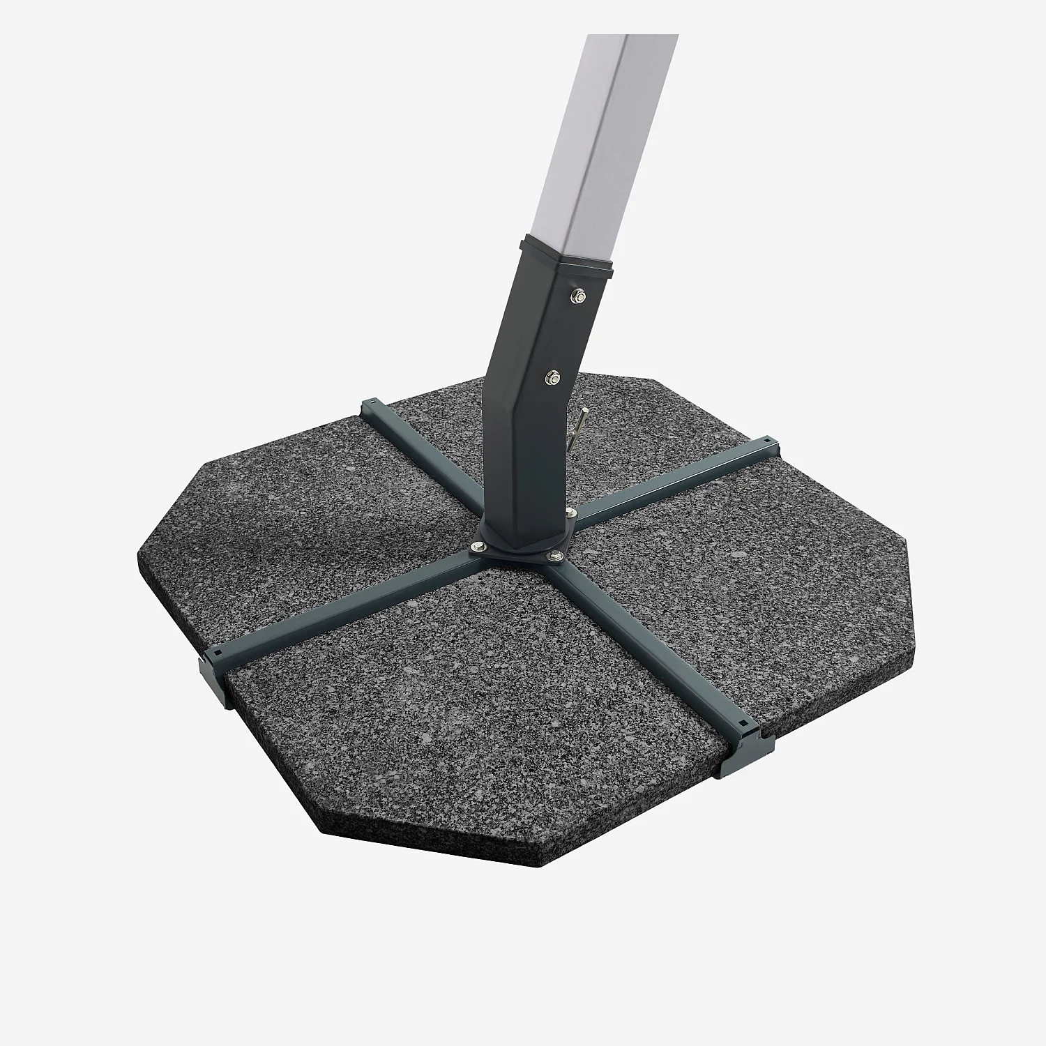 Parasol excéntrico de tejido y metal de 3 x 3 m con base de granito - Antracita y plateado - 6