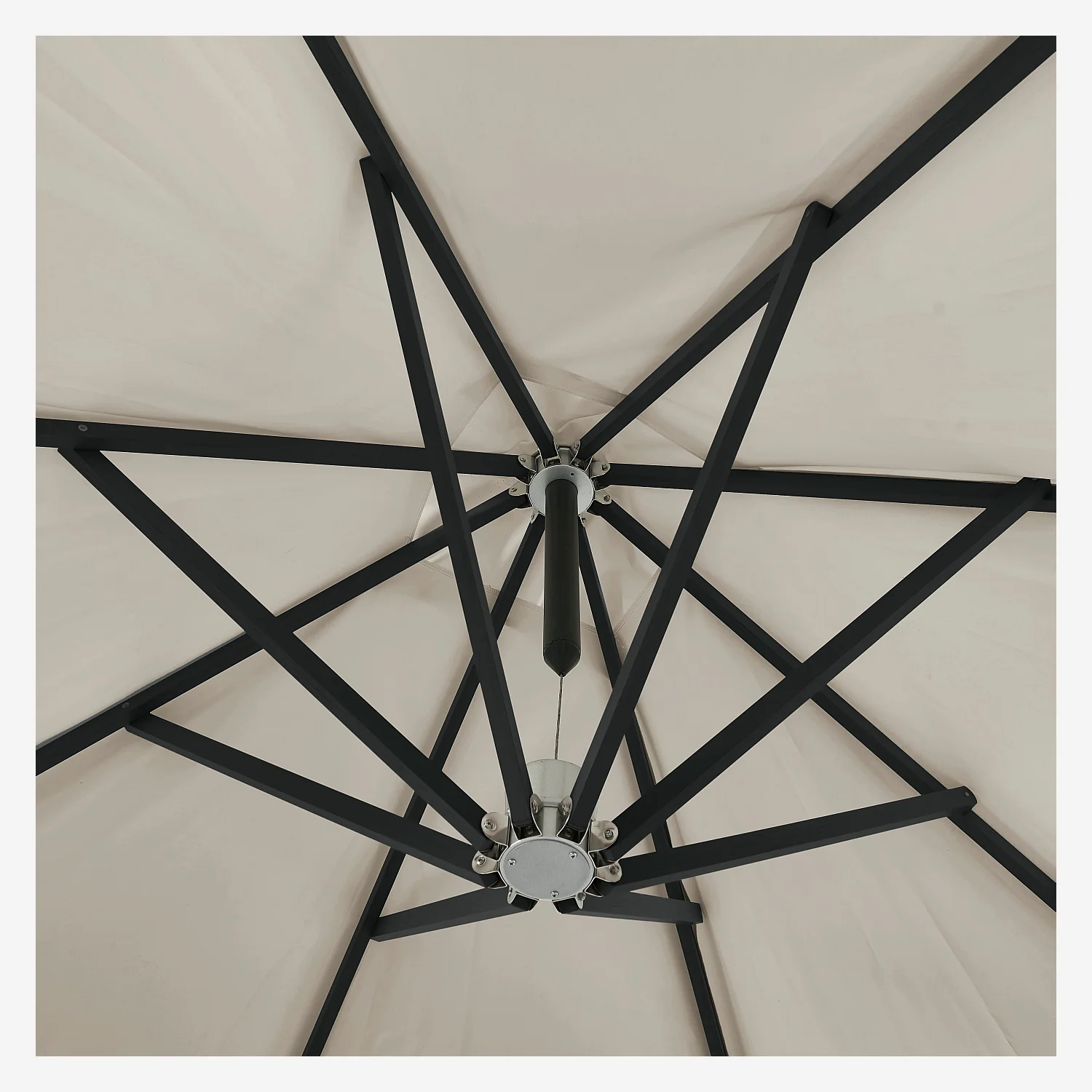 Parasol excéntrico de tejido y metal de 3 x 3 m con base de granito - Topo y antracita - 3