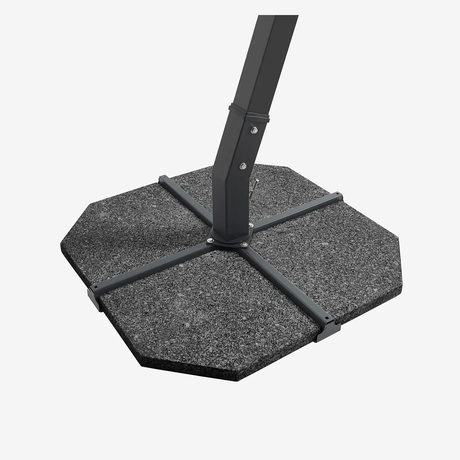 Parasol excéntrico de tejido y metal de 3 x 3 m con base de granito - Topo y antracita - 6