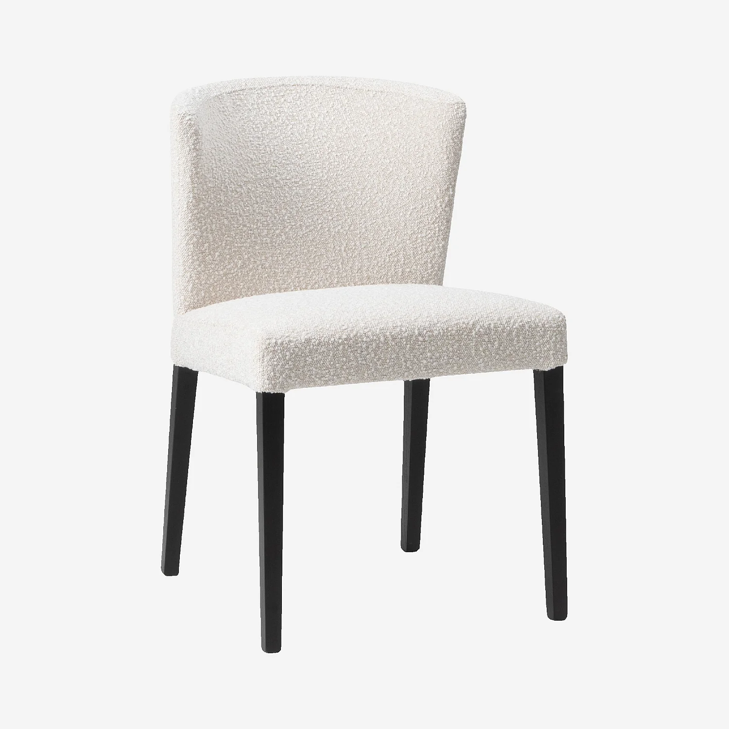 Lot de 2 chaises en tissu bouclette et chêne massif noir - Crème - 5