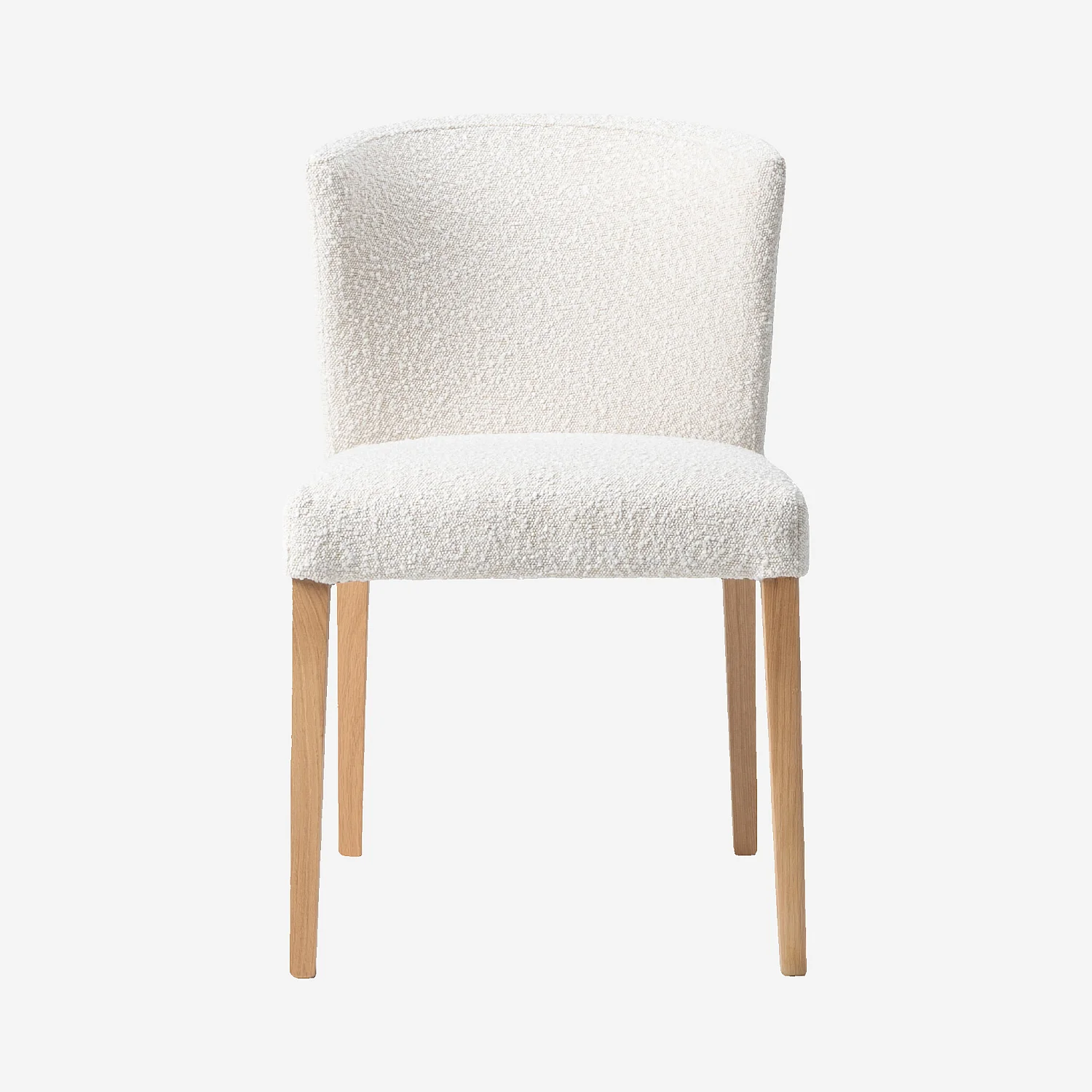Lot de 2 chaises en tissu bouclette et chêne massif - Crème - 3