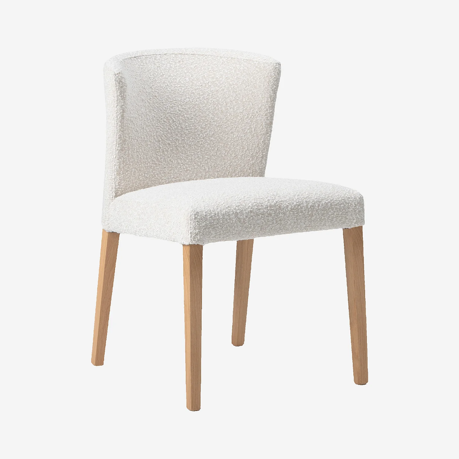 Lot de 2 chaises en tissu bouclette et chêne massif - Crème - 5