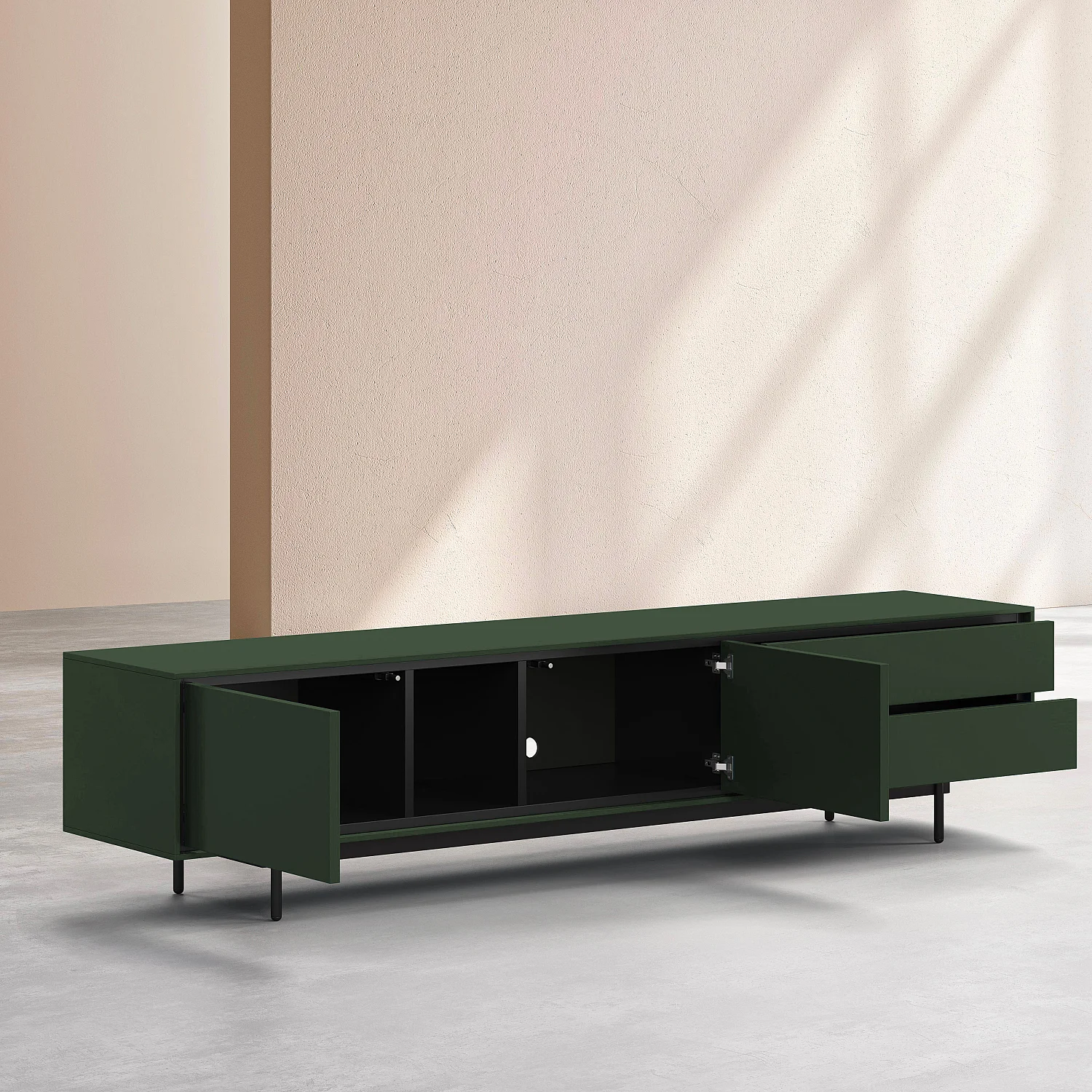 Móvel de TV com 2 portas e 2 gavetas - Verde oliva - Design by Céline Mognon Fichet - 6
