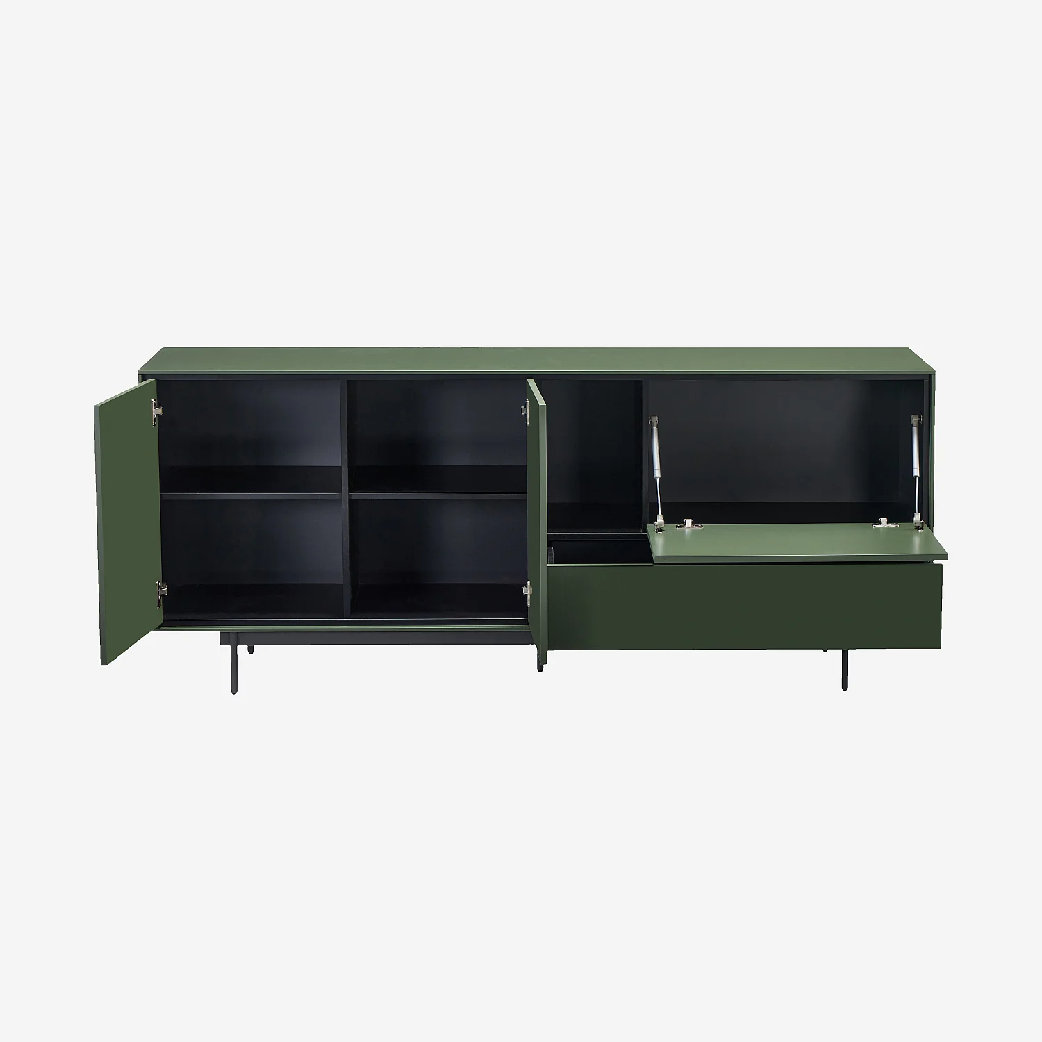 Niedriges Sideboard mit 3 Türen und 1 Schublade - Olivgrün - Design by Céline Mognon Fichet - 3