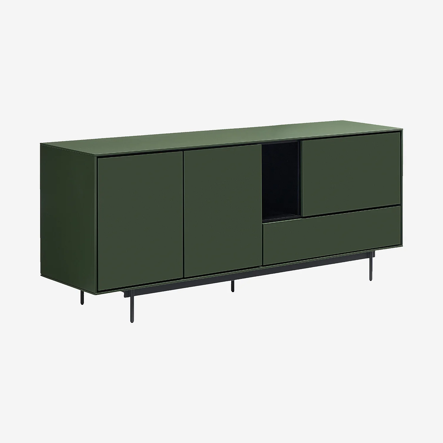 Niedriges Sideboard mit 3 Türen und 1 Schublade - Olivgrün - Design by Céline Mognon Fichet - 2