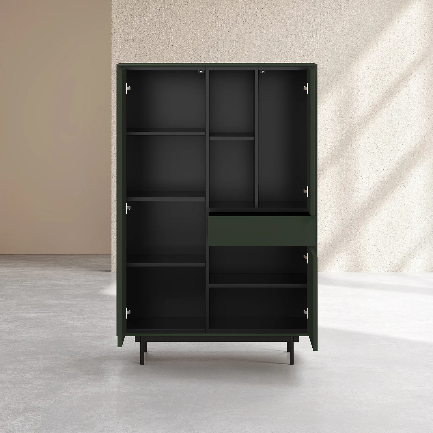 Hohes Sideboard mit 3 Türen und 1 Schublade - Olivgrün - Design by Céline Mognon Fichet - 4