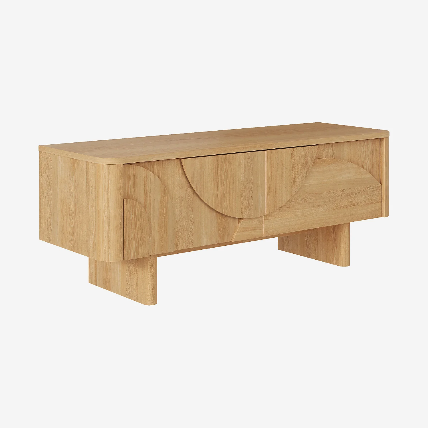 Meuble TV 2 abattants en chêne 125 cm - Naturel - Design by Hélèna Pille - 3