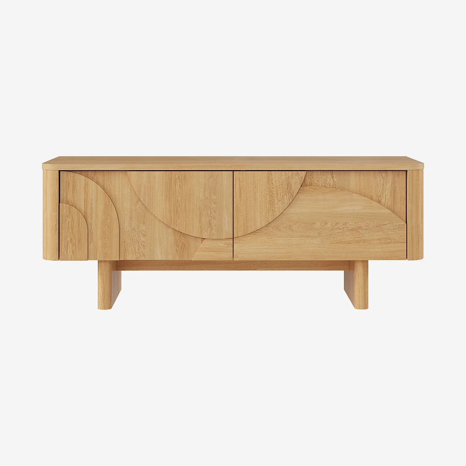 Meuble TV 2 abattants en chêne 125 cm - Naturel - Design by Hélèna Pille - 1
