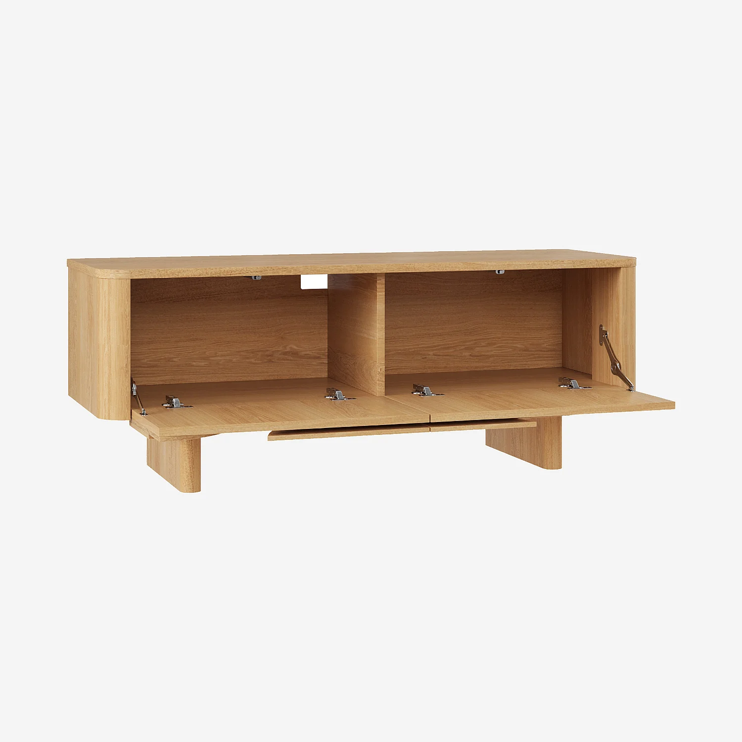 Meuble TV 2 abattants en chêne 125 cm - Naturel - Design by Hélèna Pille - 2