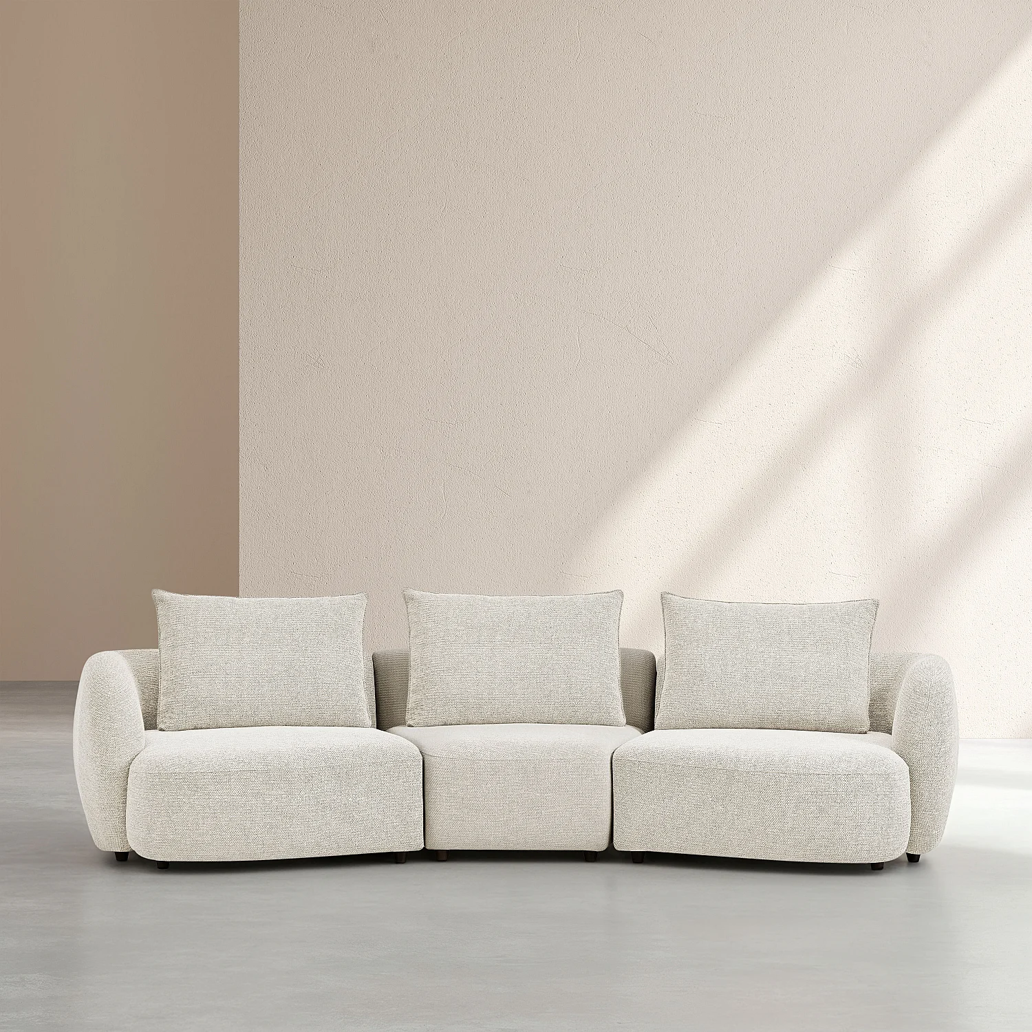 Canapé 4 places en tissu garni de plumes - Beige - 2