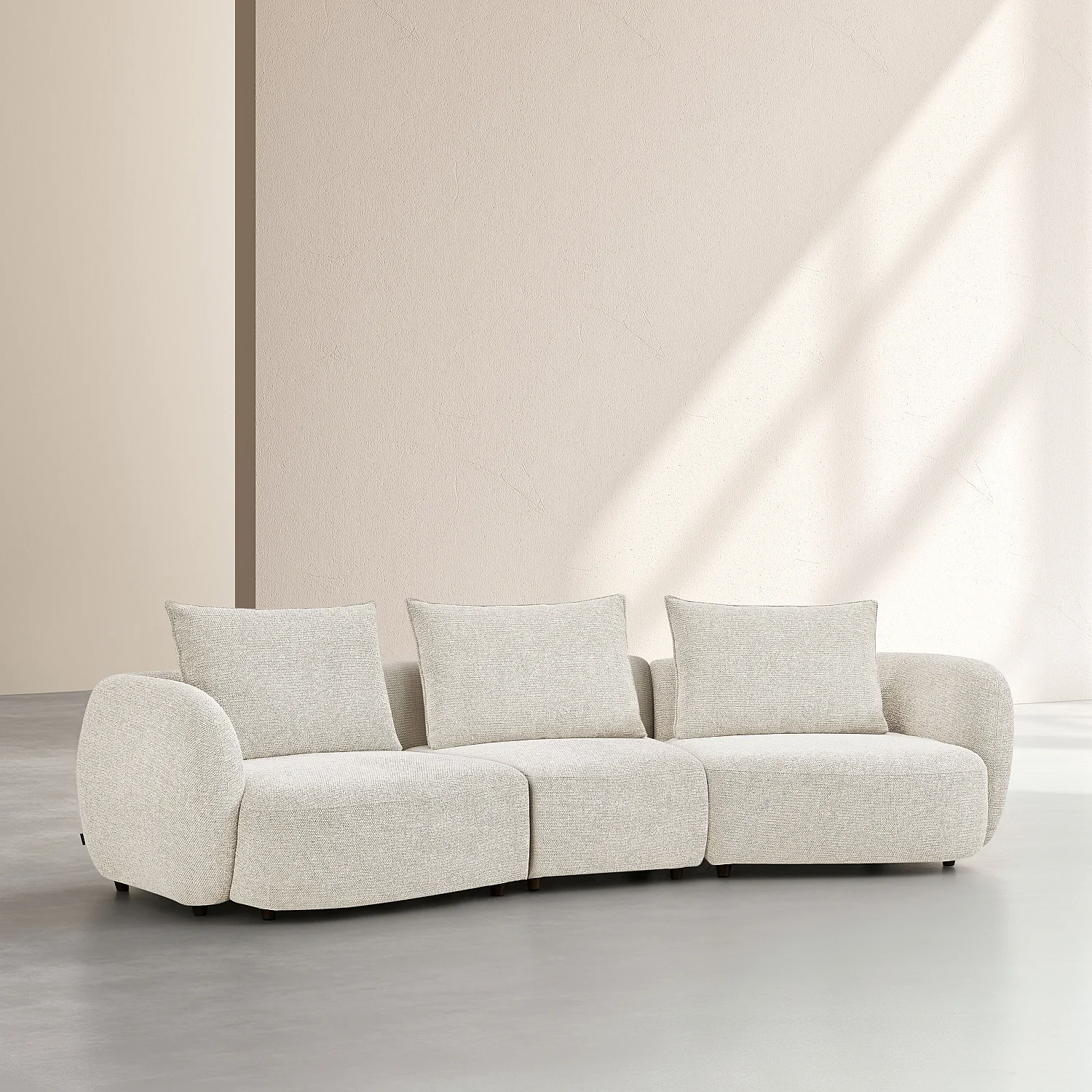 Canapé 4 places en tissu garni de plumes - Beige - 3