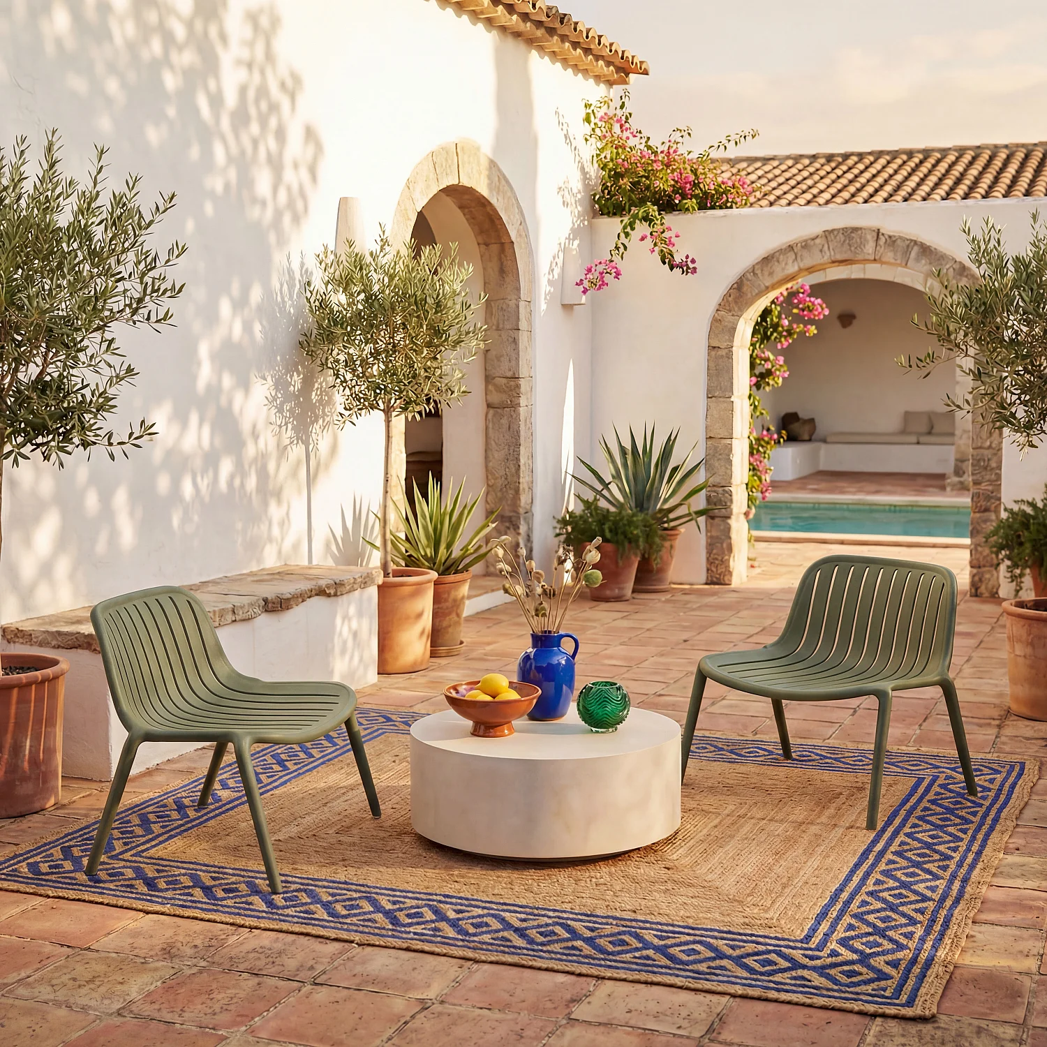 Lot de 2 fauteuils de jardin en polypropylène - Vert olive - 4